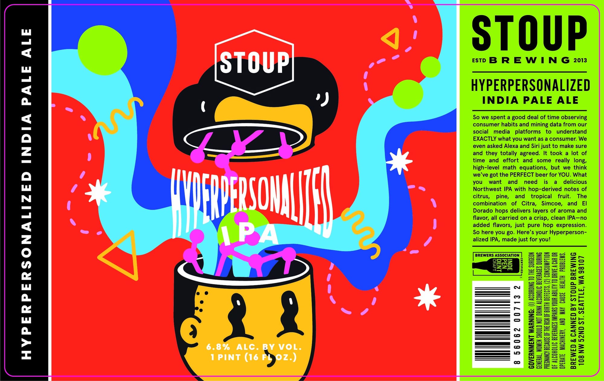 Hyperpersonalized IPA by Stoup Brewing - beer label