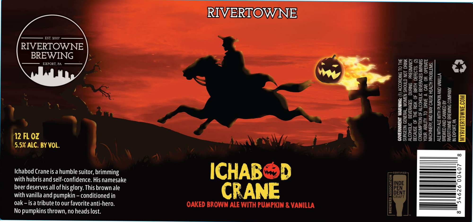 Ichabod Crane by Rivertowne Brewing - beer label