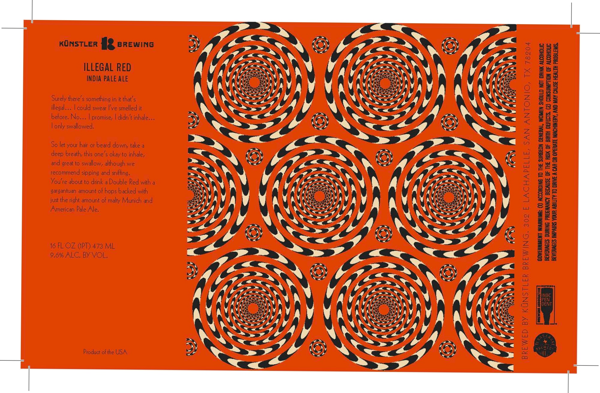 Illegal Red by Künstler Brewing - beer label