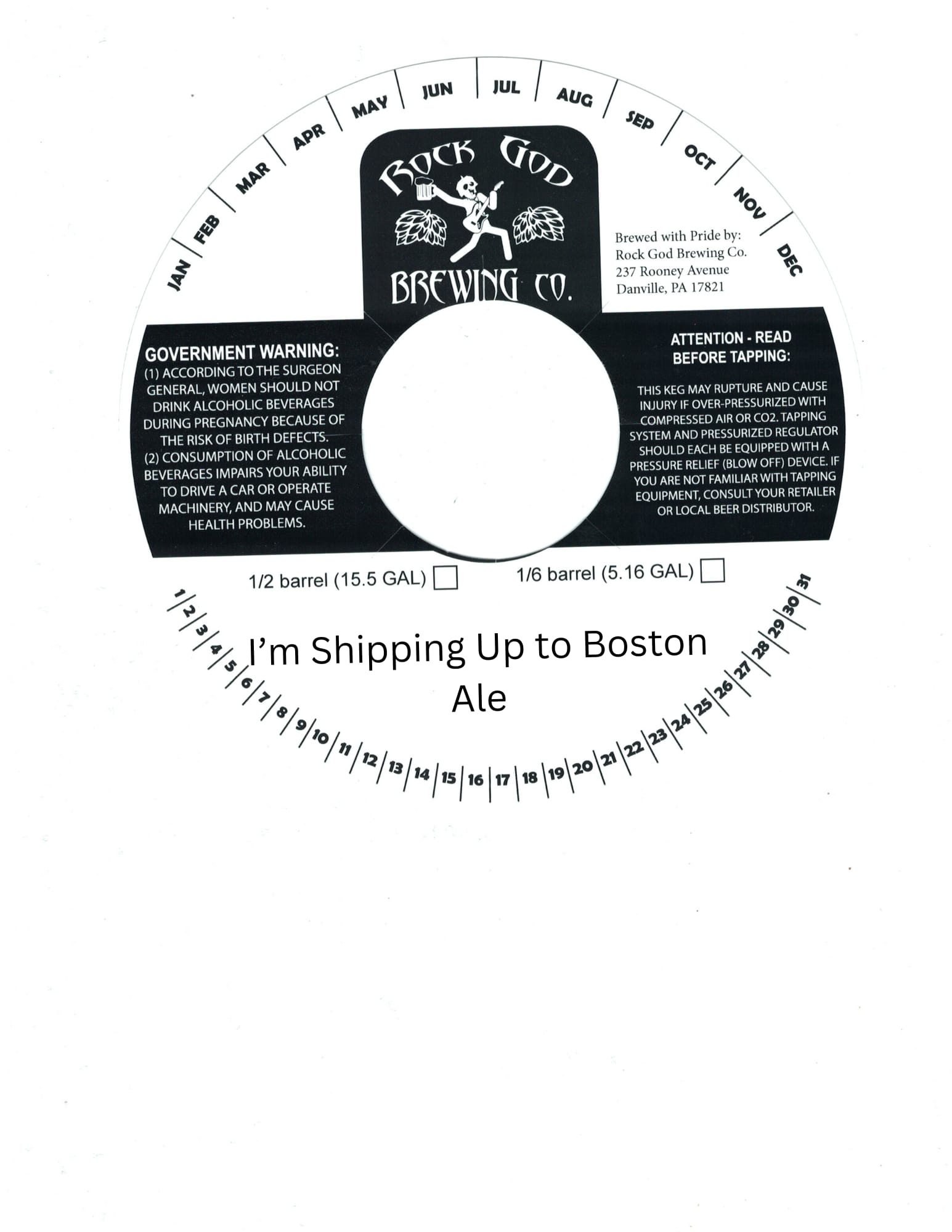 I’m Shipping Up to Boston by Rock God Brewing Co. - beer label