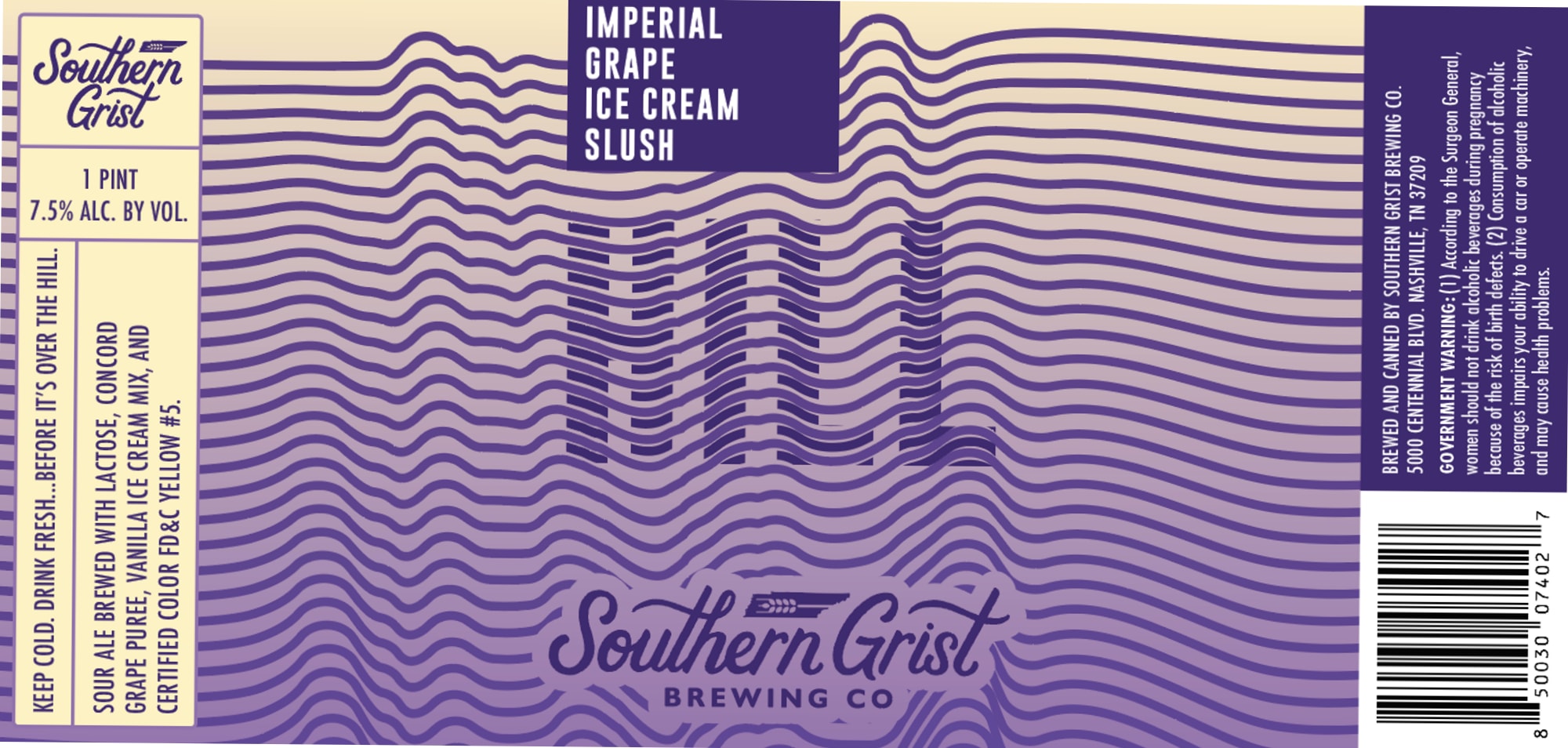 Imperial Grape Cream Slush by Southern Grist Brewing Co. - beer label