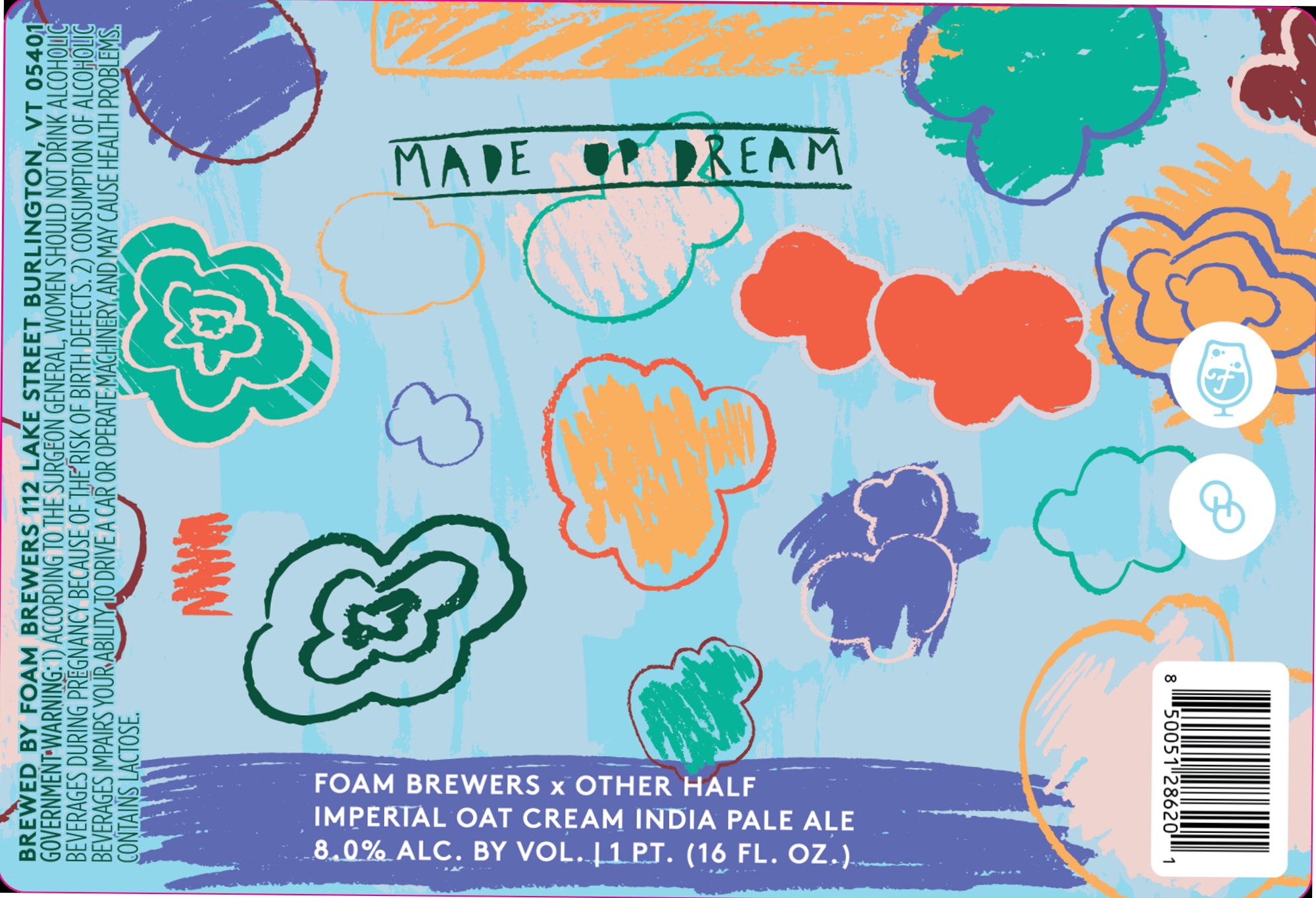 Imperial Oat Cream India Pale Ale by Foam Brewers & Other Half - beer label