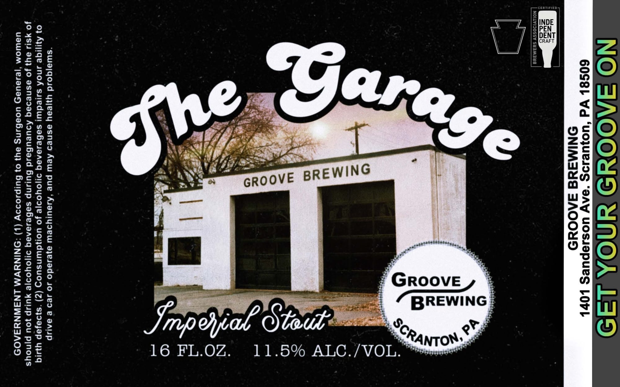 The Garage Imperial Stout by Groove Brewing - beer label
