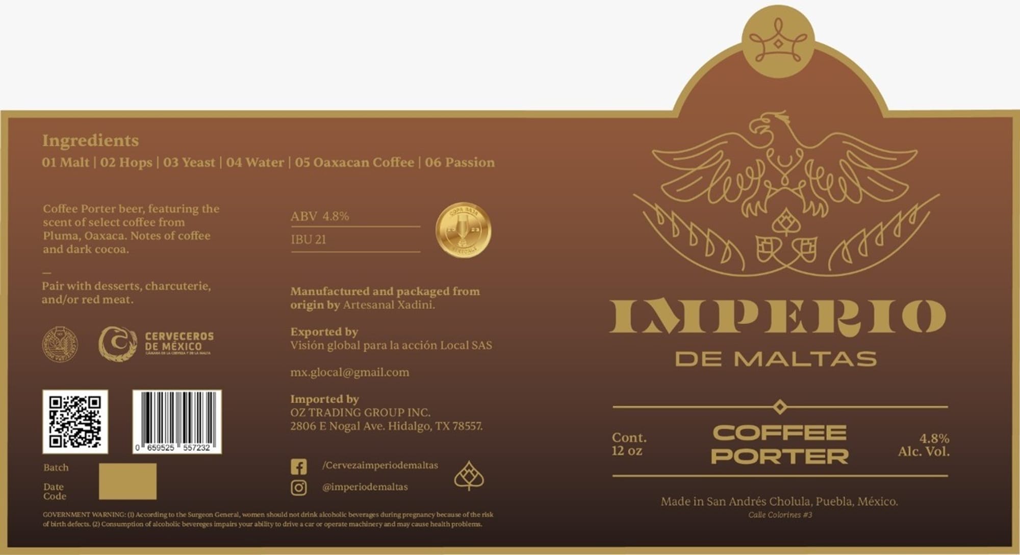 Coffee Porter by Imperio de Maltas - beer label