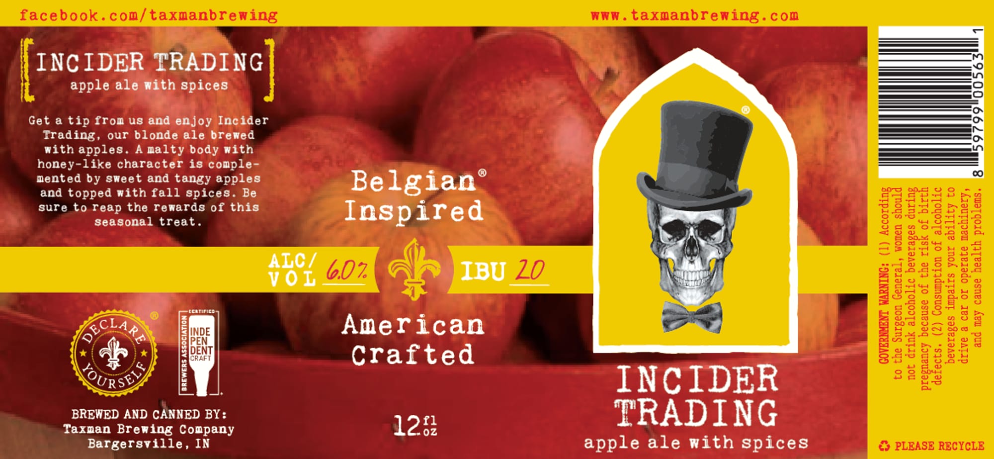 Incider Trading by Taxman Brewing Company - beer label