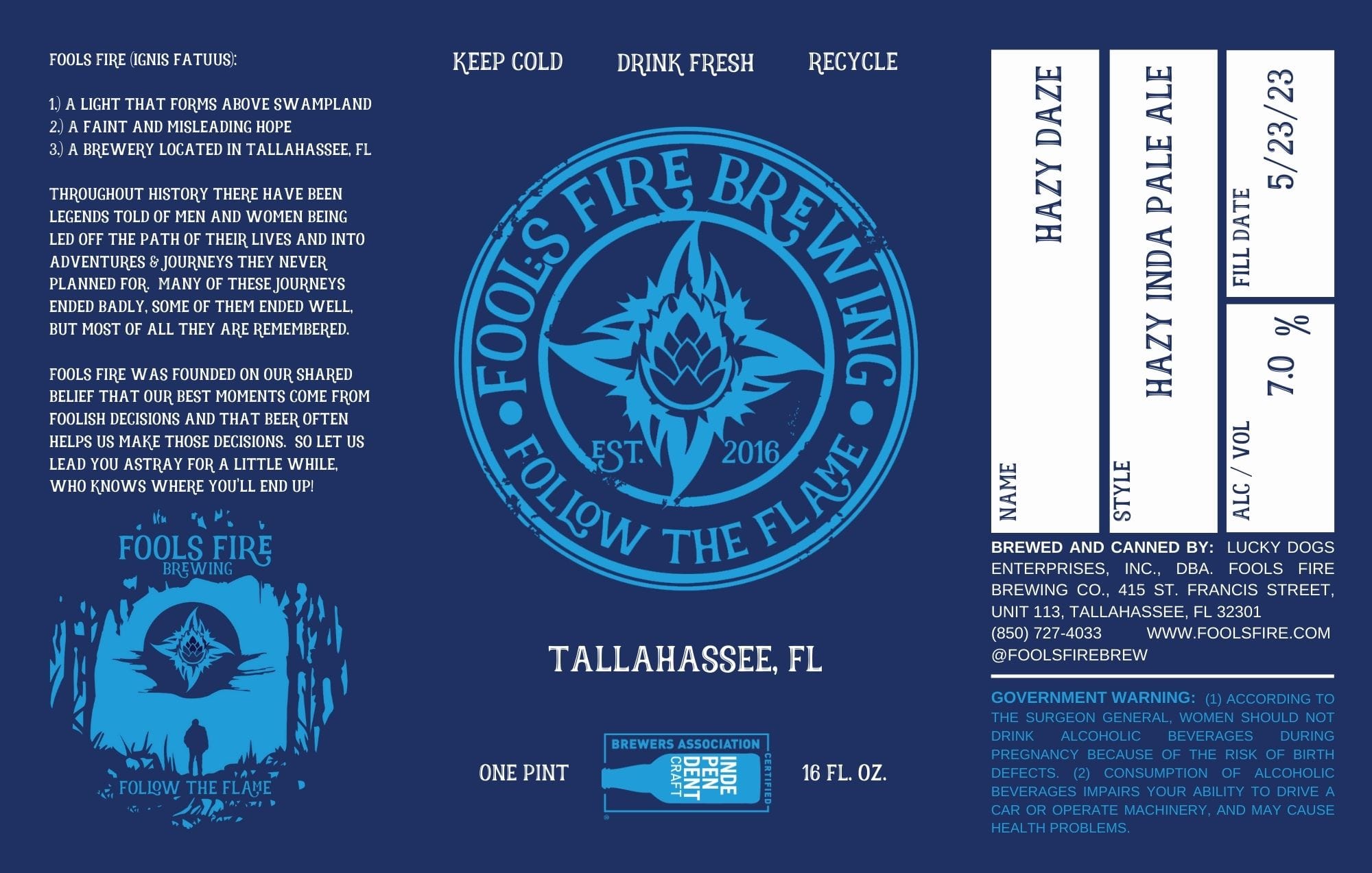 Inda Pale Ale by Fools Fire Brewing - beer label