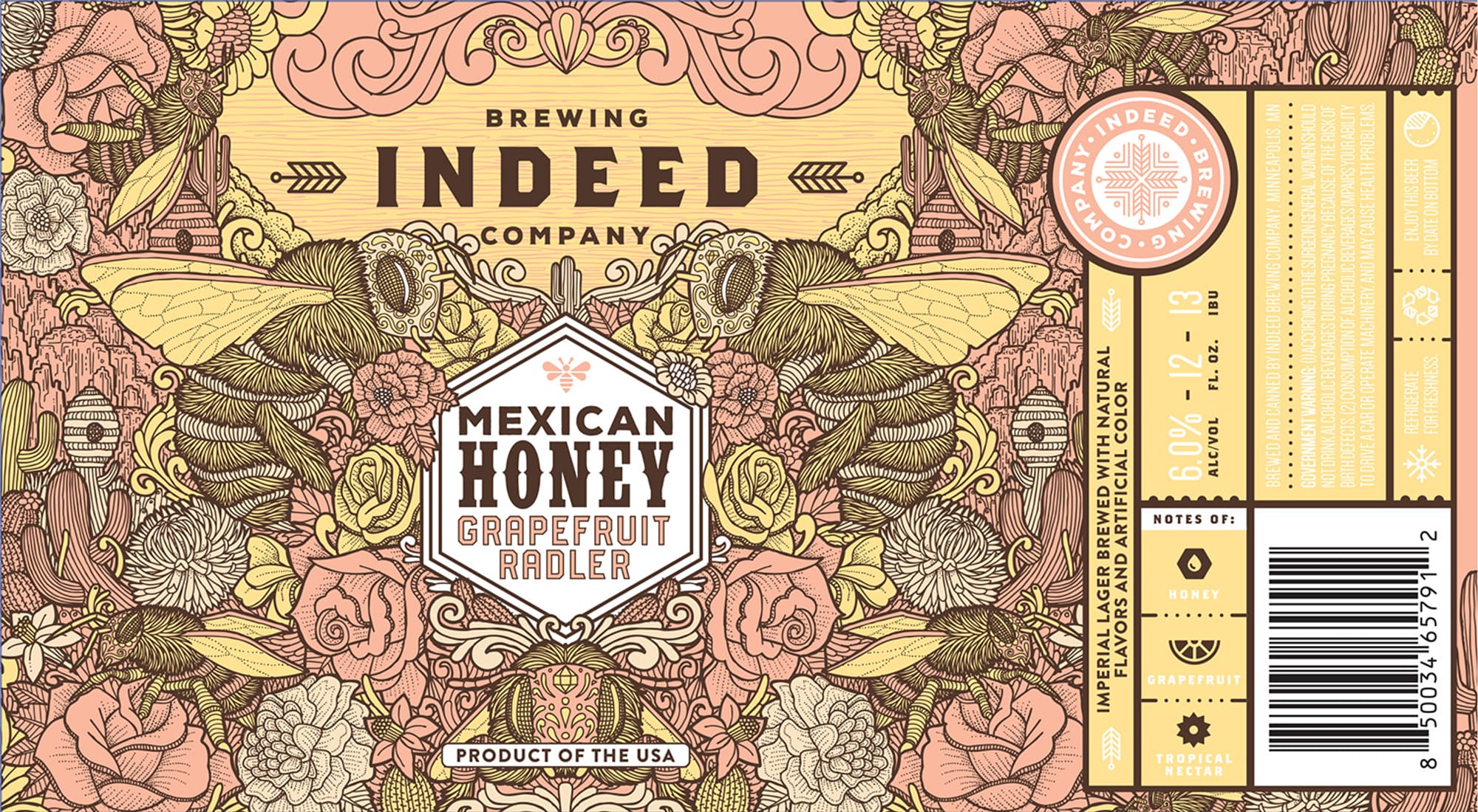 Mexican Honey Radler by Indeed Brewing Company - beer label