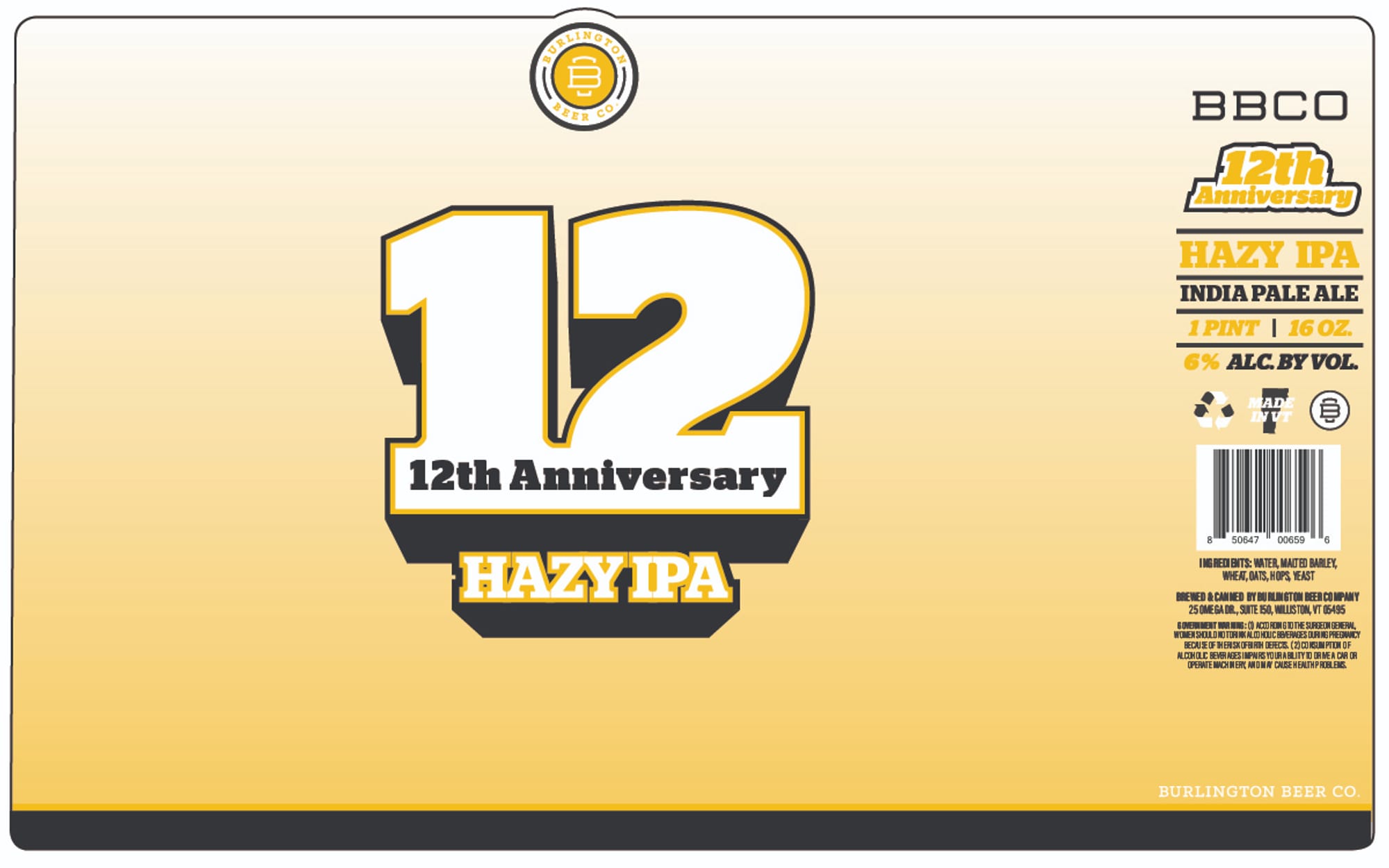INDIA PALE ALE by 12TH ANNIVERSARY - beer label