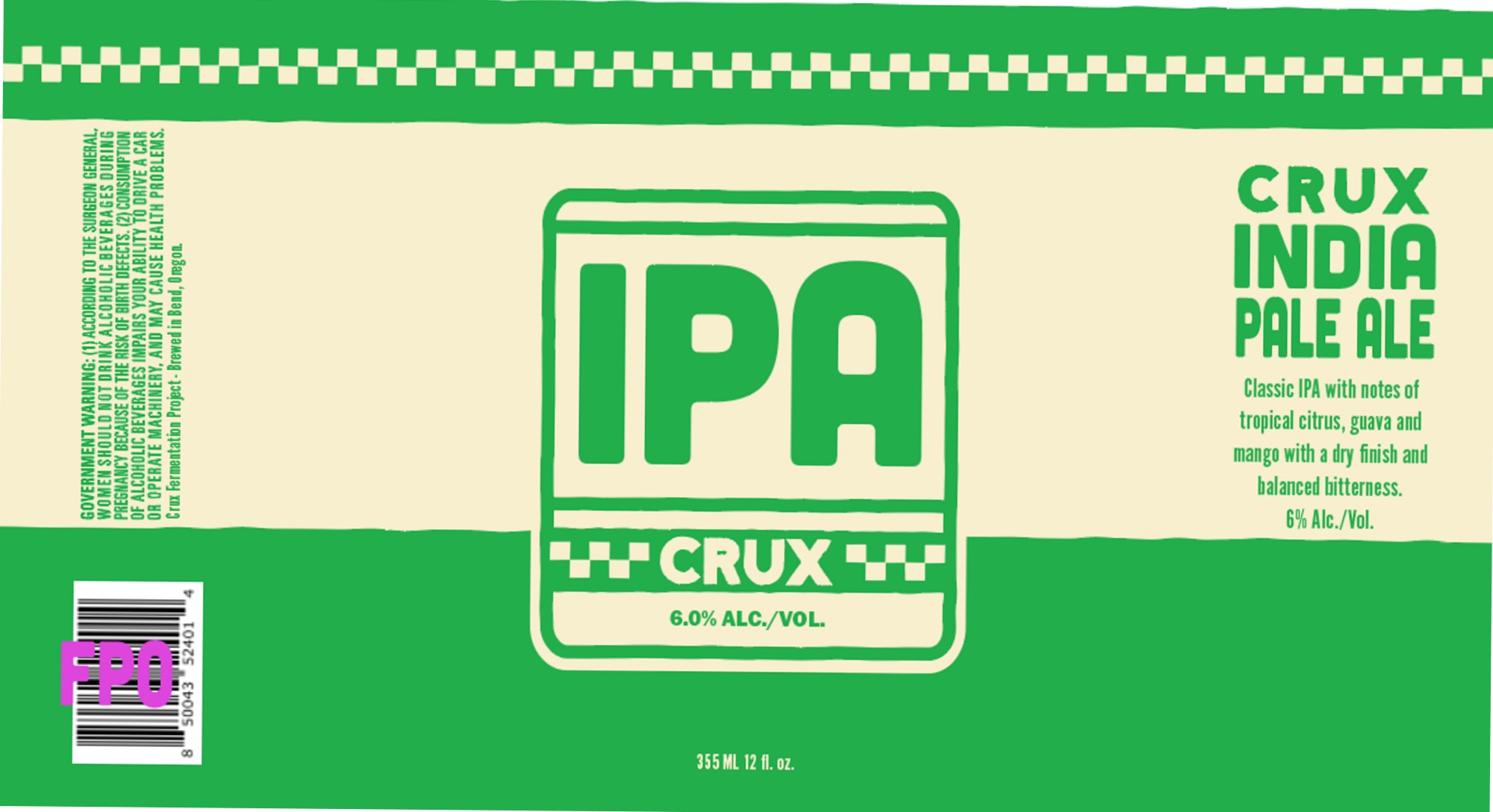 India Pale Ale by Crux Fermentation Project - beer label