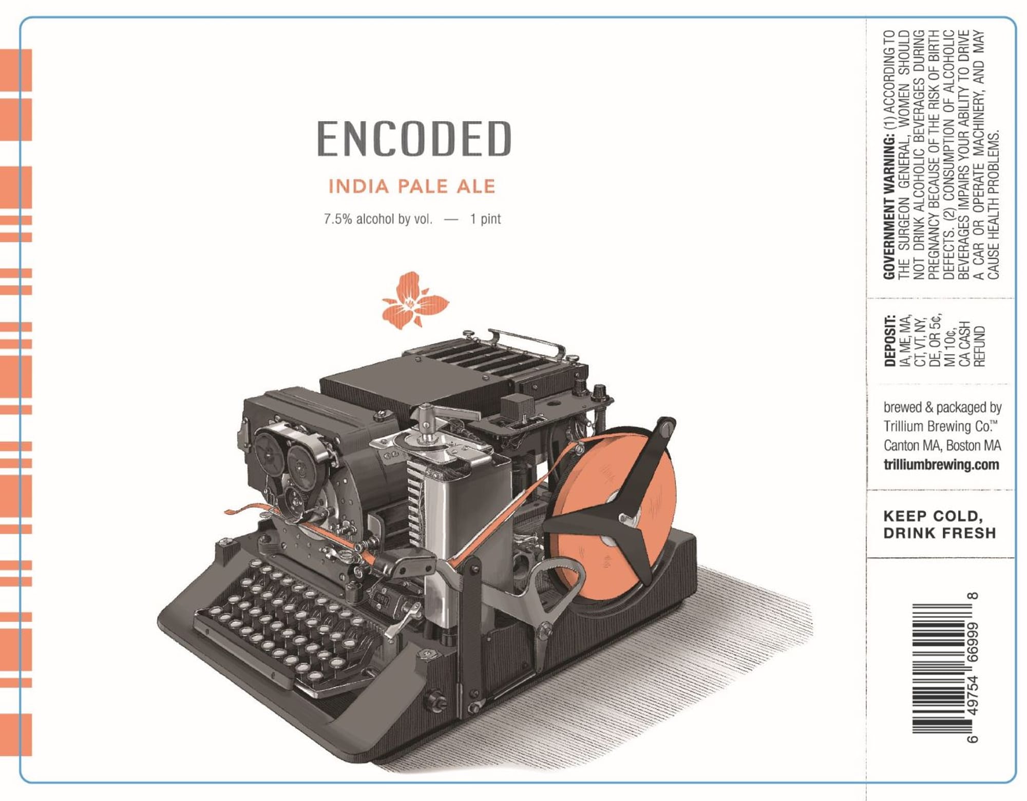 Encoded by Trillium Brewing Co. - beer label