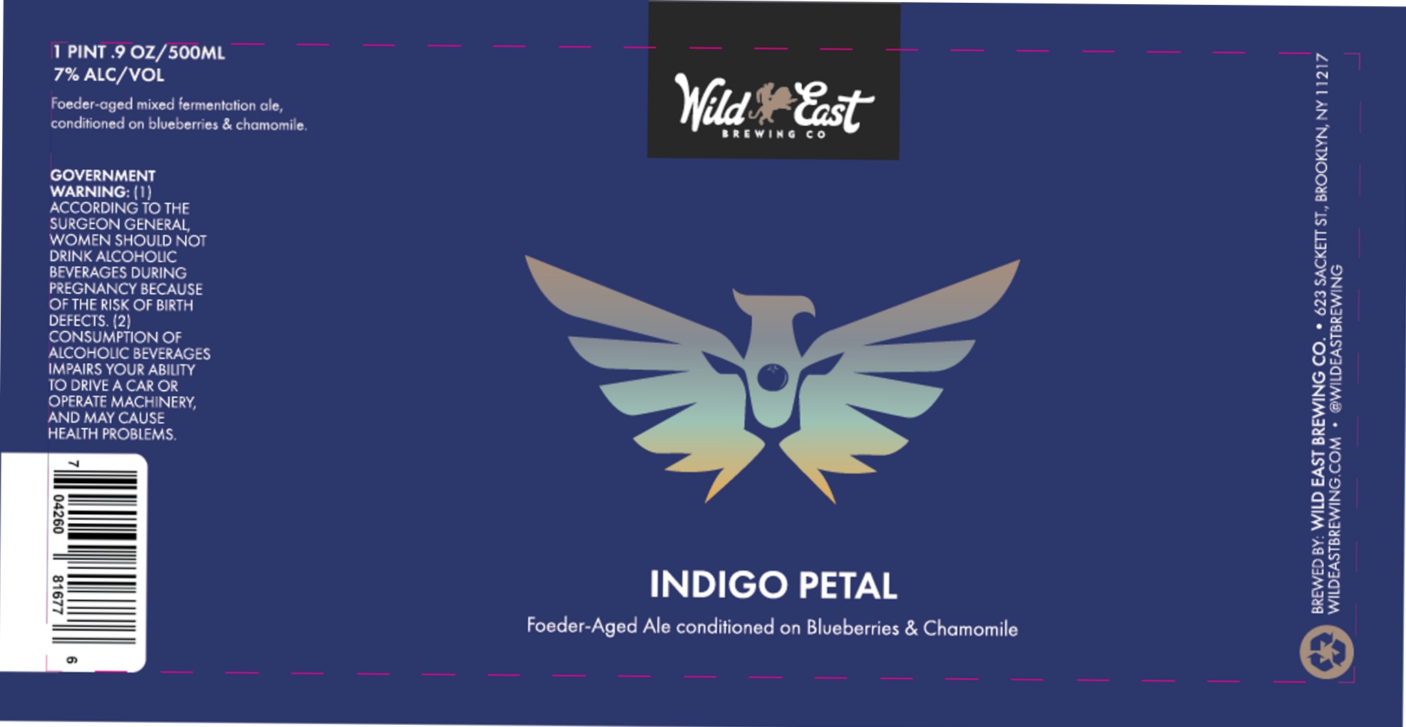 Indigo Petal by Wild East Brewing Co. - beer label