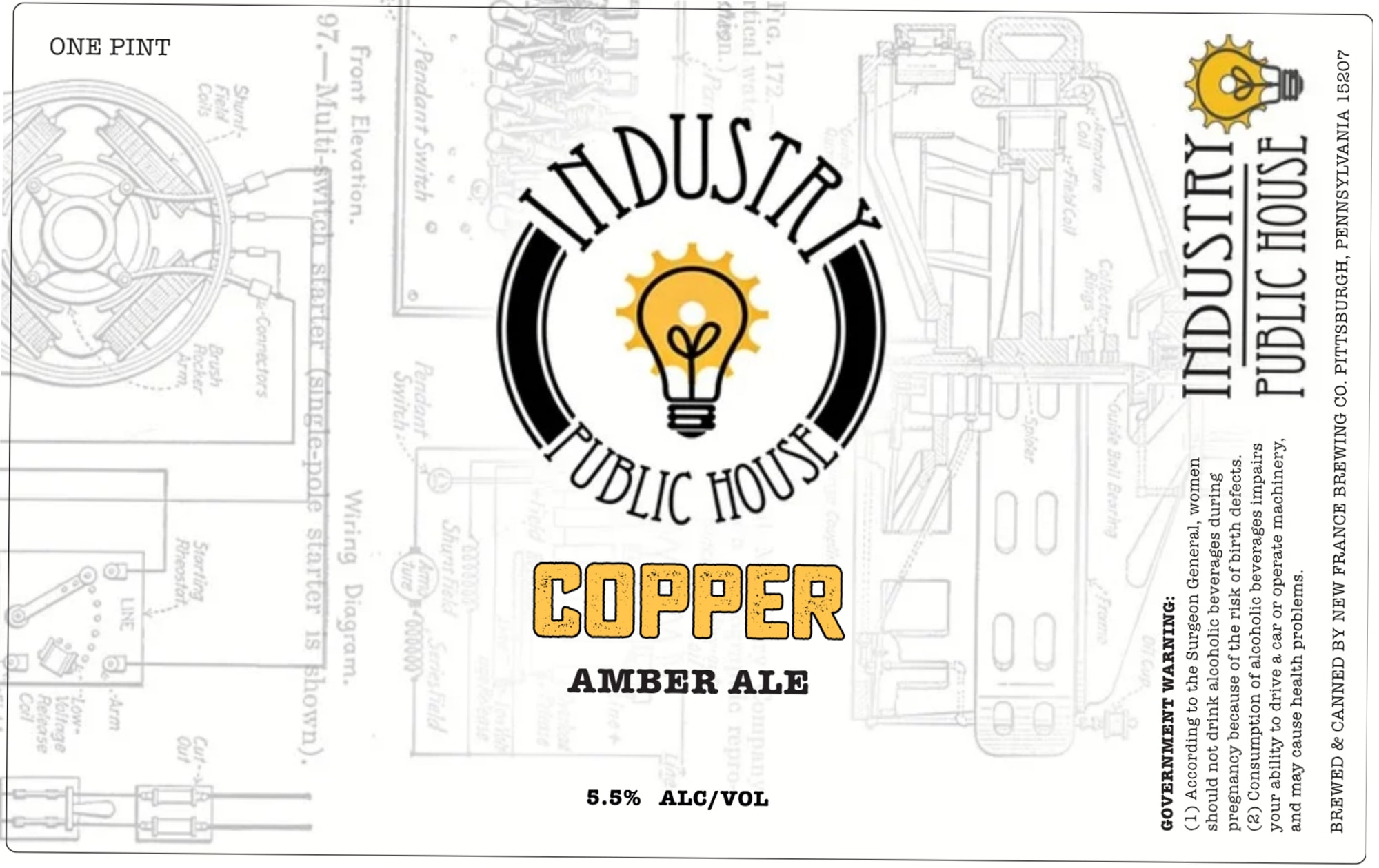 Industry Public House Copper by New France Brewing Co. - beer label