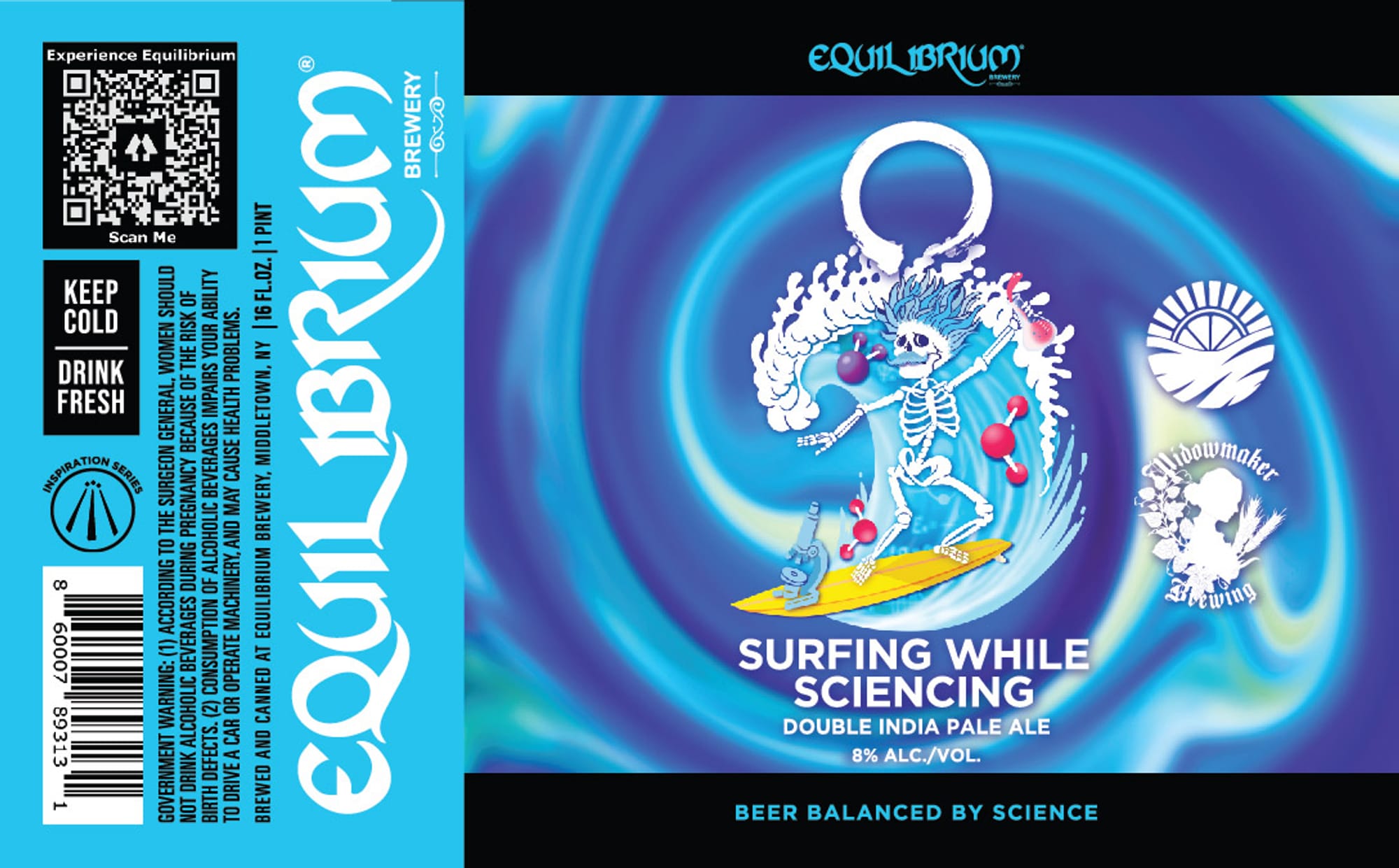 Surfing While Sciencing by Equilibrium Brewery - beer label