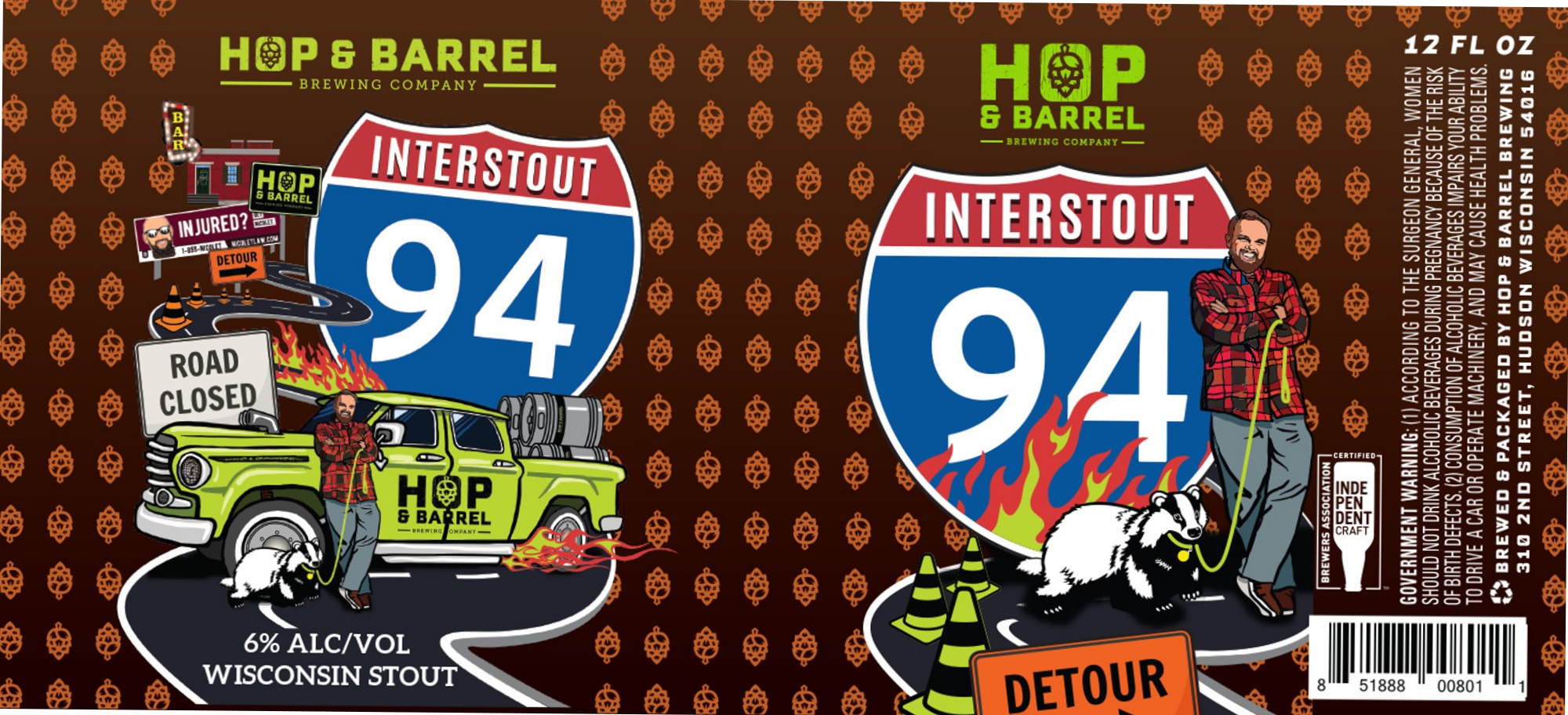 Interstate Stout by Hop & Barrel Brewing Company - beer label