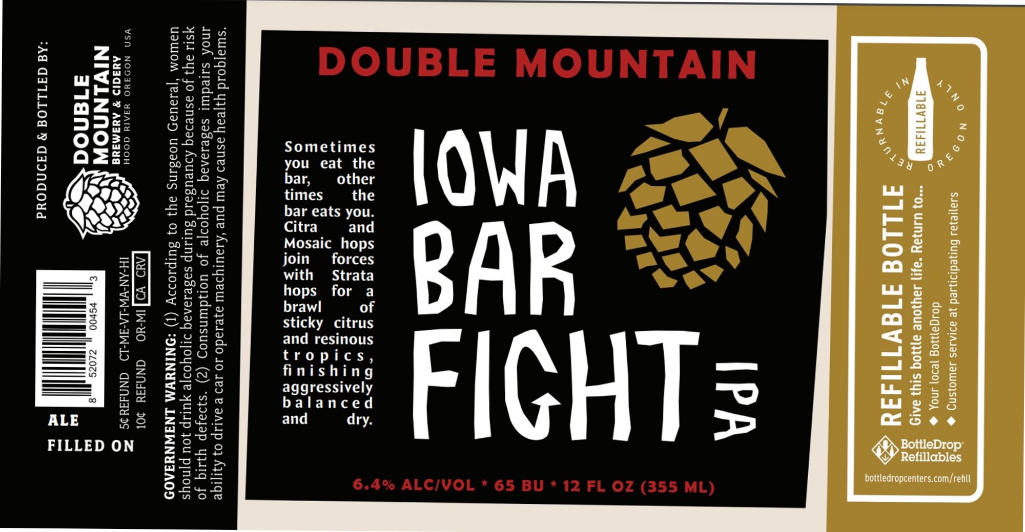 Iowa Bar Fight by Double Mountain Brewery & Taproom - beer label