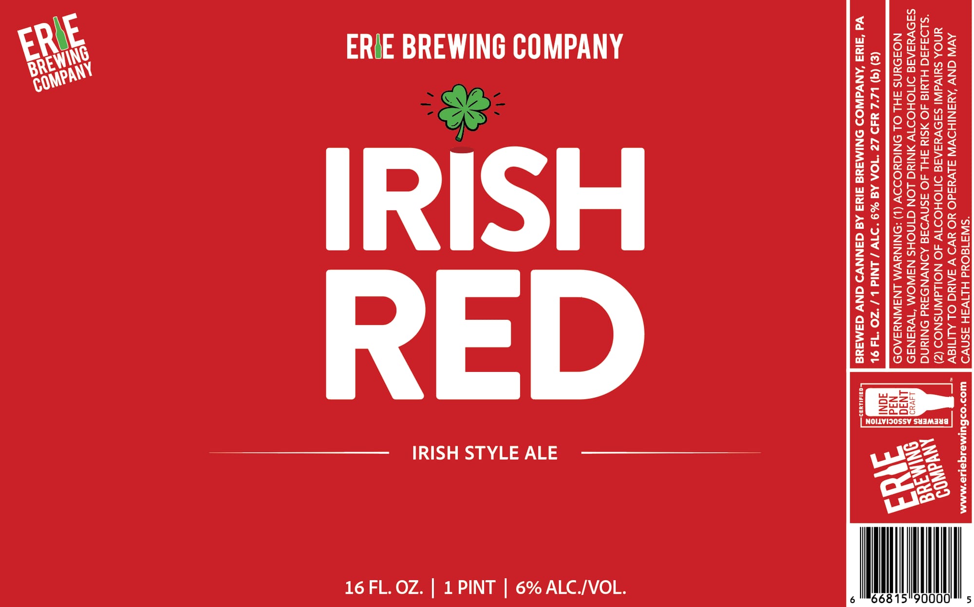 Irish Red by Erie Brewing Company - beer label