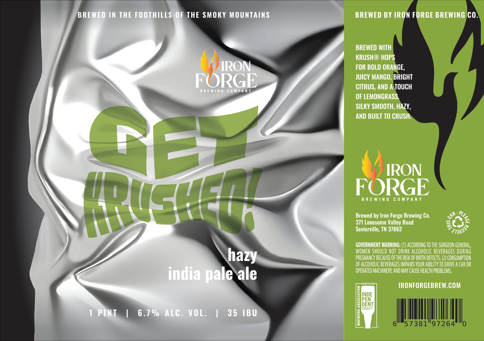 Red Crusher by Iron Forge Brewing Company - beer label