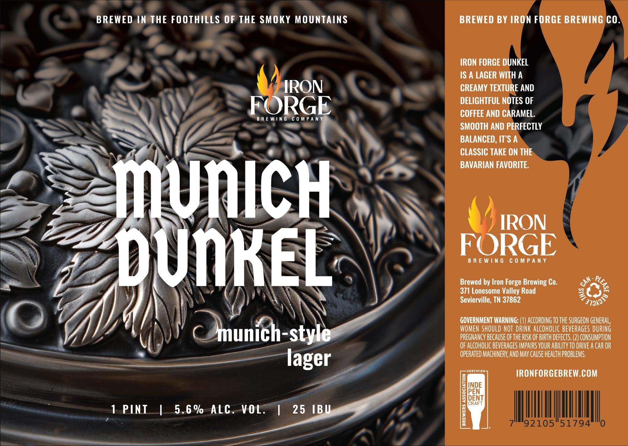 Munich Dunkel by Iron Forge Brewing Co. - beer label
