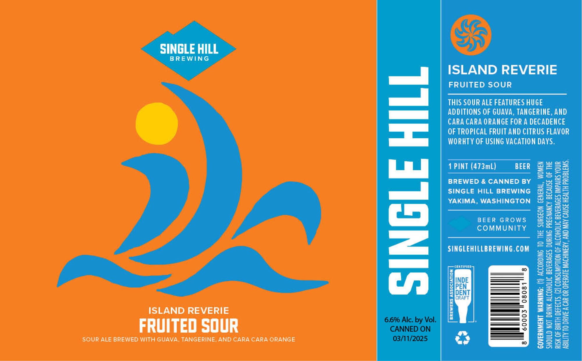 Island Reverie Fruited Sour by Single Hill Brewing - beer label