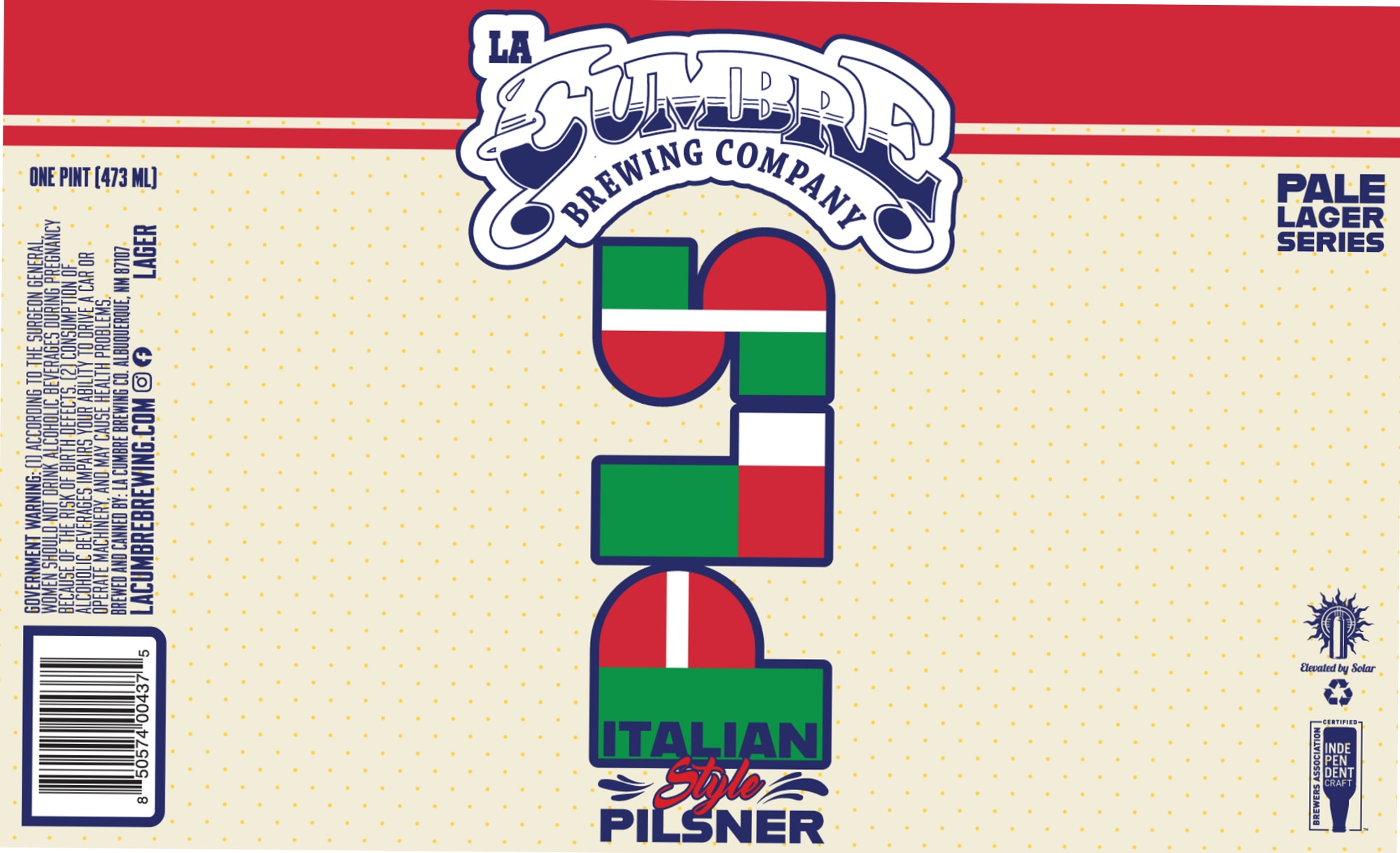 Italian Style Pilsner by La Cumbre Brewing Co. - beer label