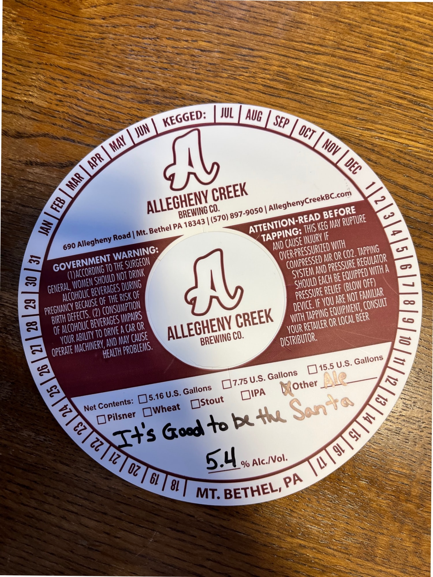 It’s Good to be the Santa by Allegheny Creek Brewing Co. - beer label