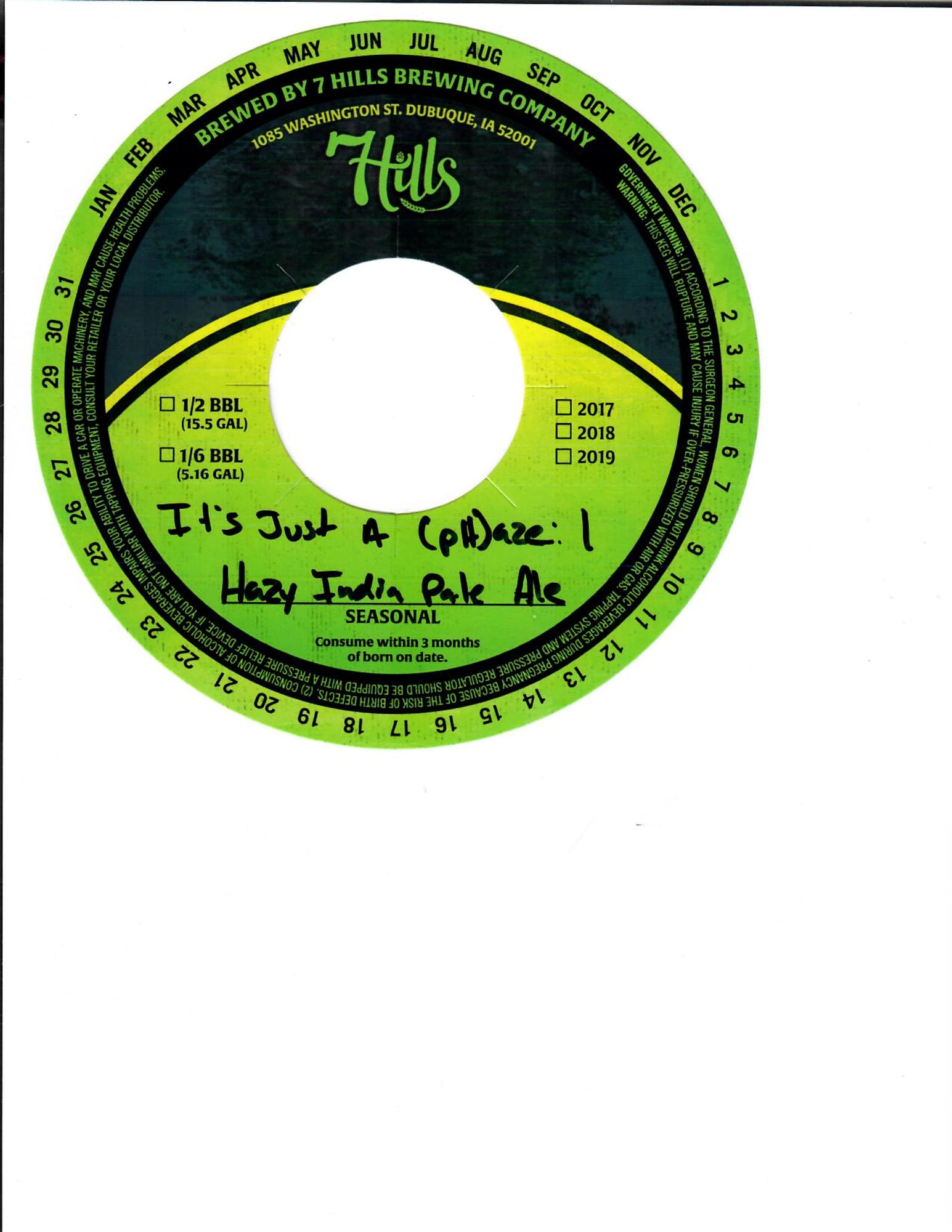 It's Just a Phase by Hills Brewing Company - beer label