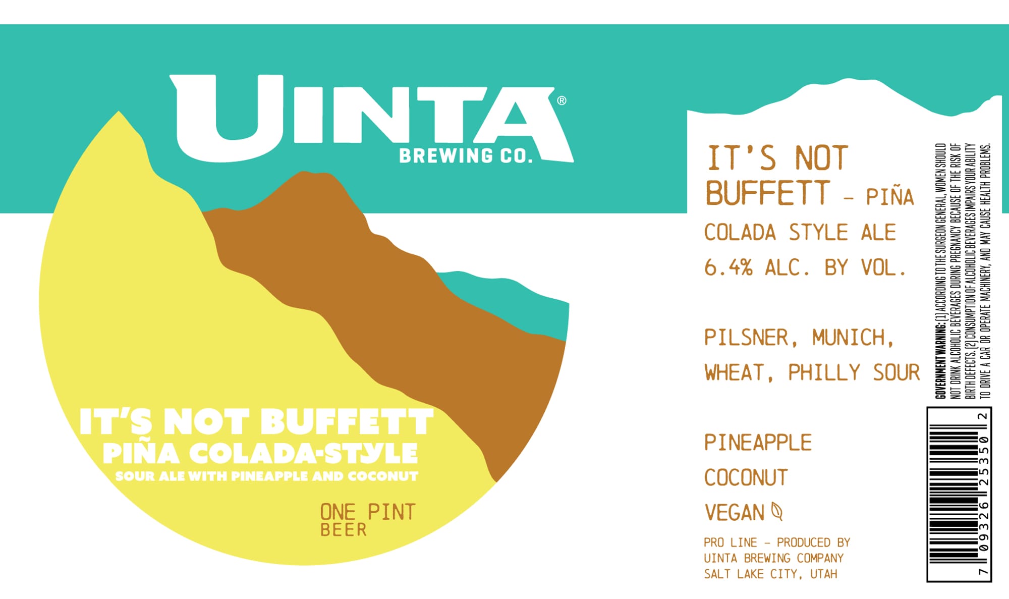 It’s Not Buffett Piña Colada Sour Ale by Uinta Brewing Co. - beer label