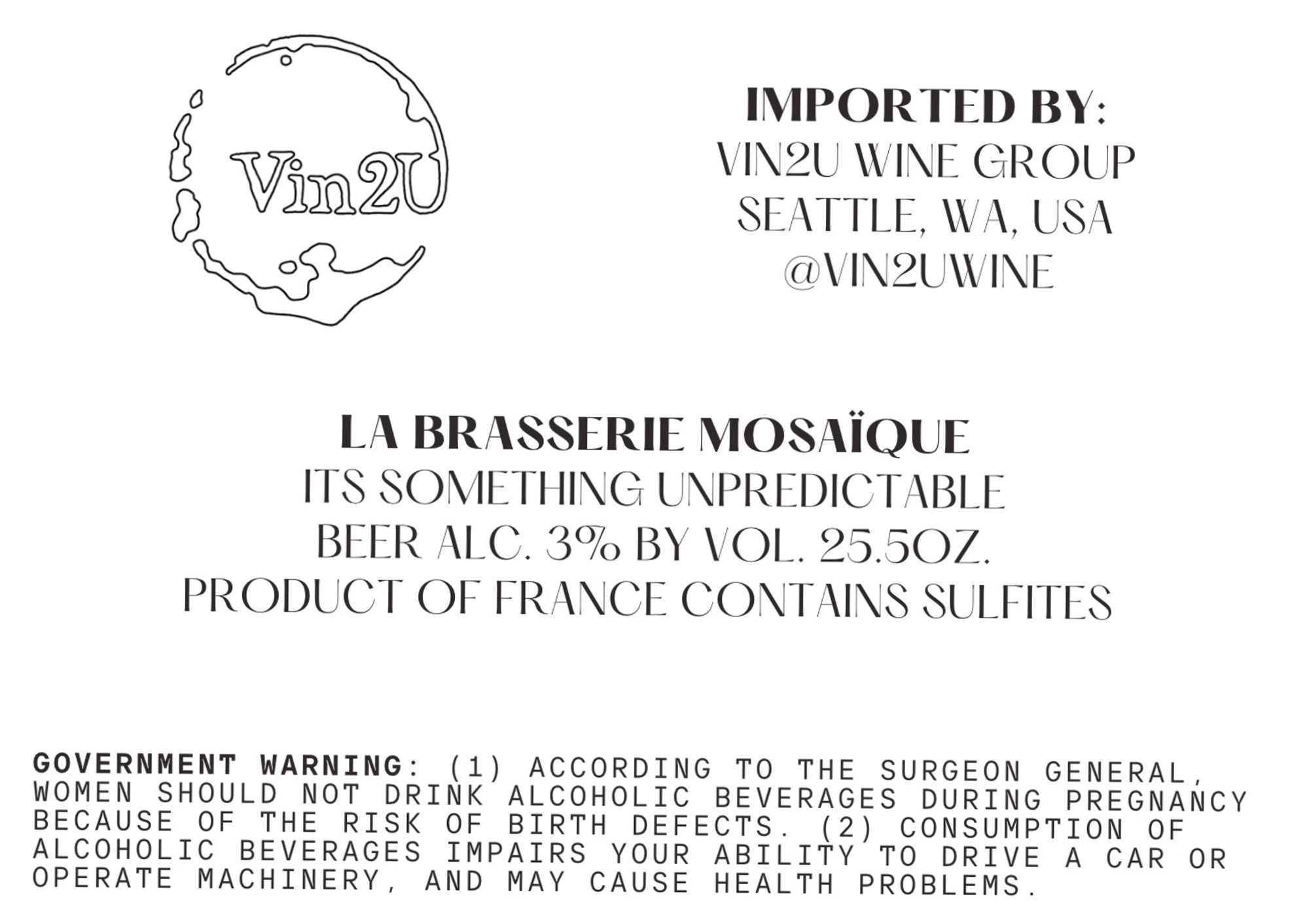 Its Something Unpredictable by La Brasserie Mosaïque - beer label