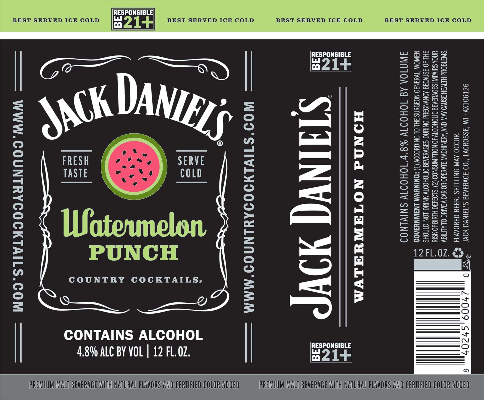 Jack Daniel's Watermelon Punch by Jack Daniel's Beverage Co. - beer label