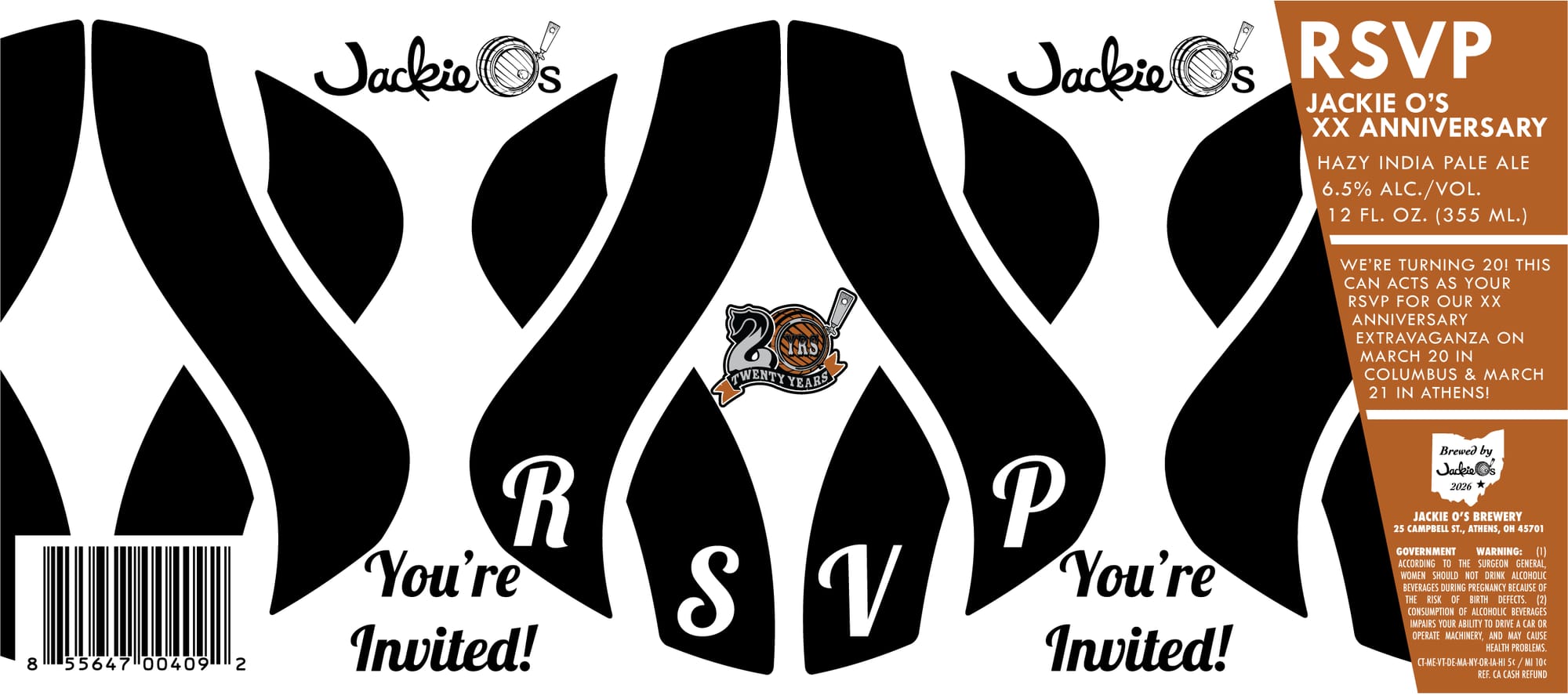 Jackie O’s XX Anniversary by Jackie O’s Brewery - beer label