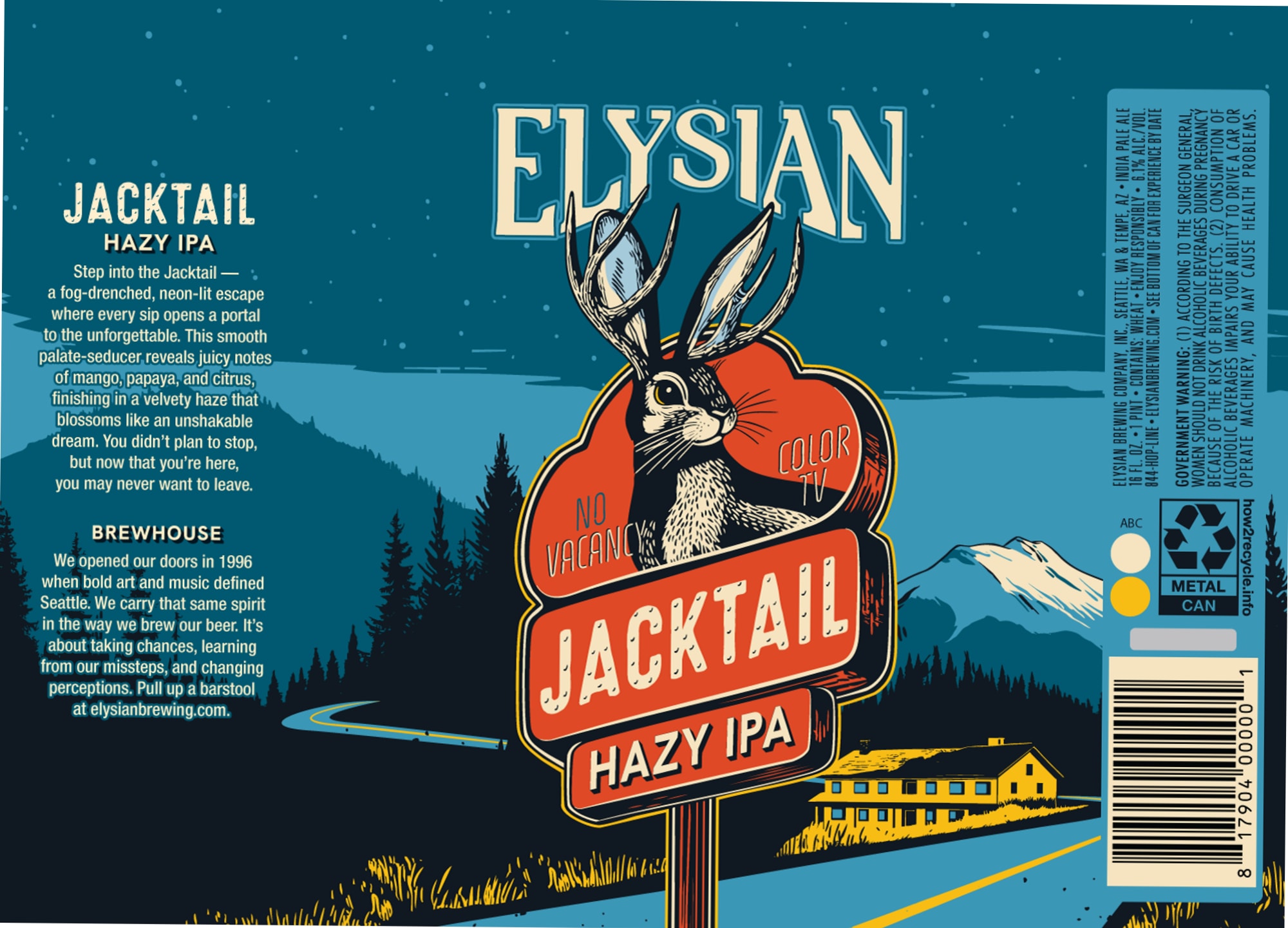 Jacktail Hazy IPA by Elysian Brewing - beer label