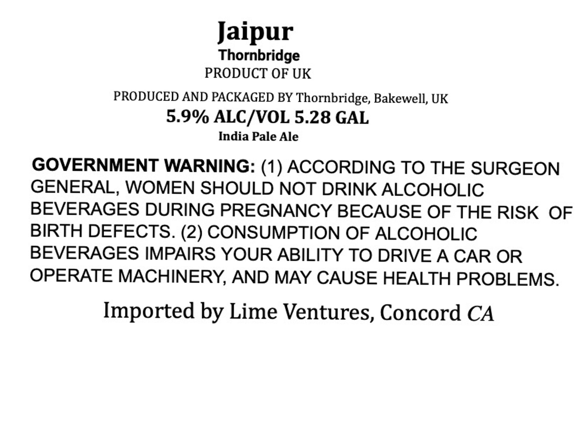 Jaipur by Thornbridge - beer label