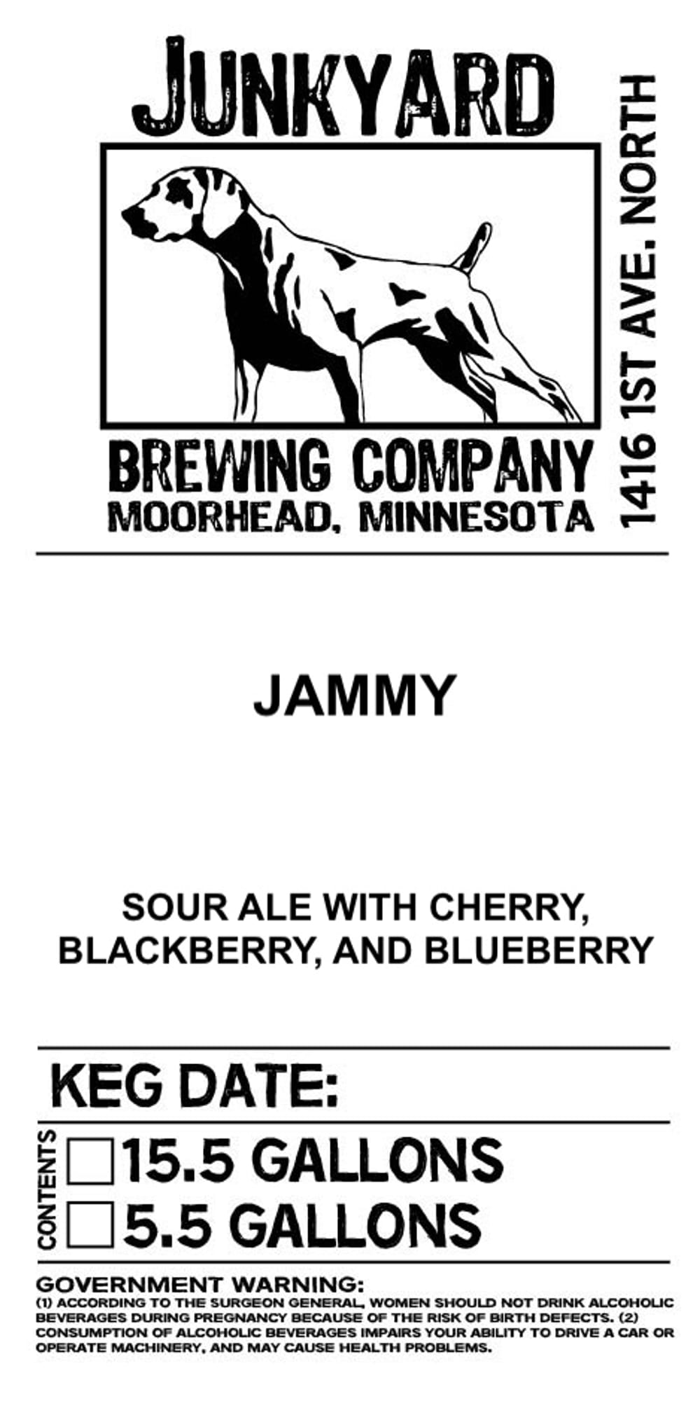 Jammy by Junkyard Brewing Company - beer label
