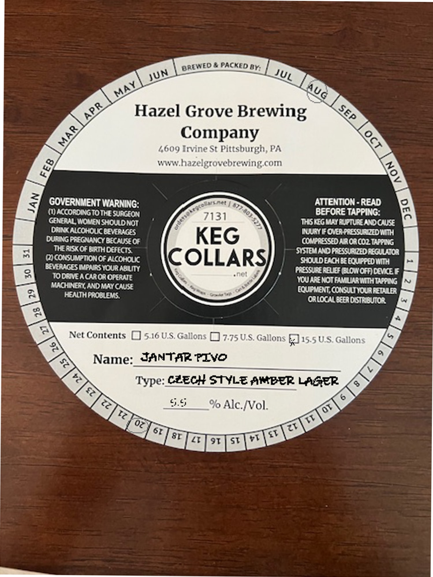 Jantar Pivo by Hazel Grove Brewing Company - beer label