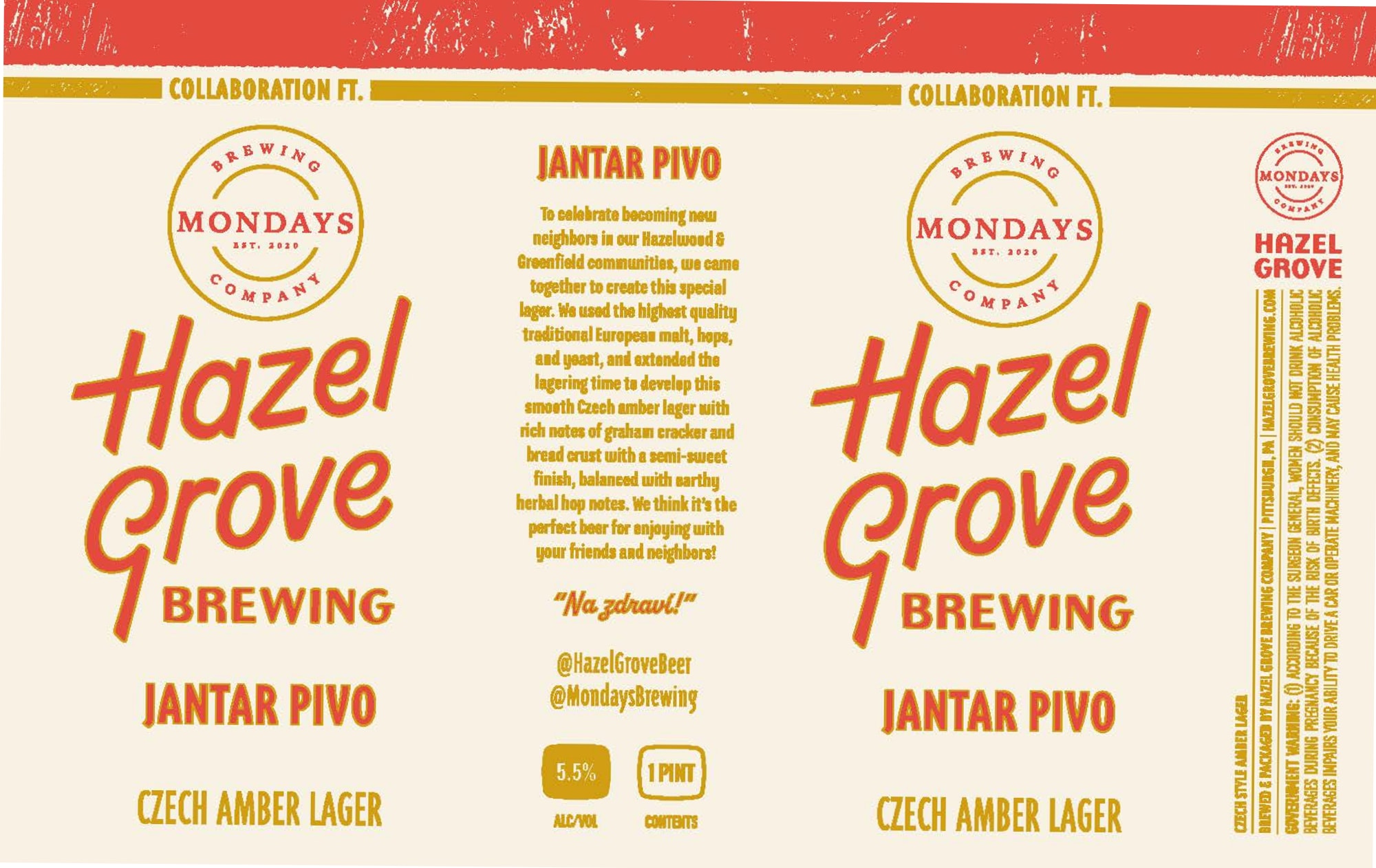 Jantar Pivo Hazel Grove by Mondays Company - beer label