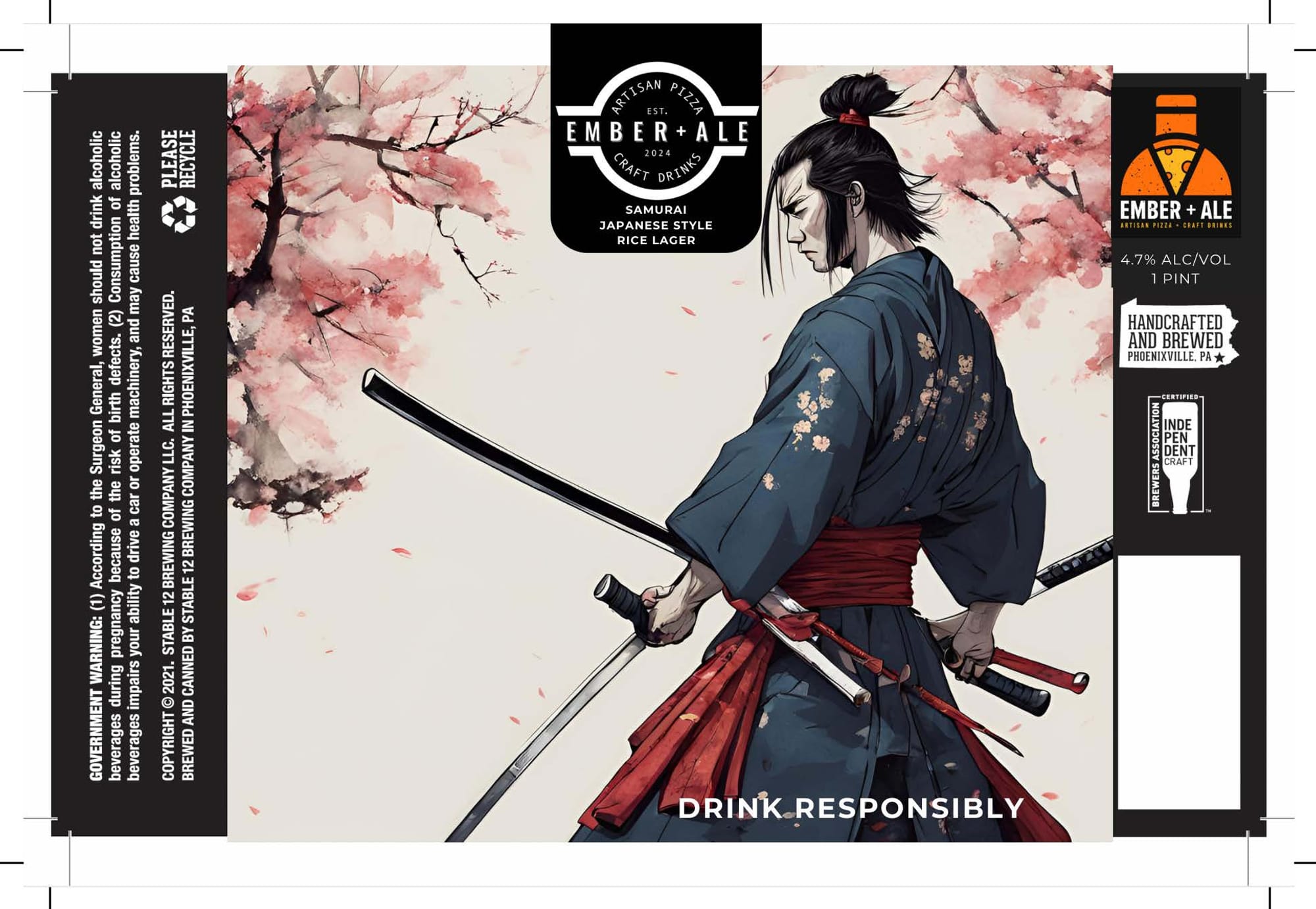 Japanese Style Rice Lager by Ember + Ale - beer label
