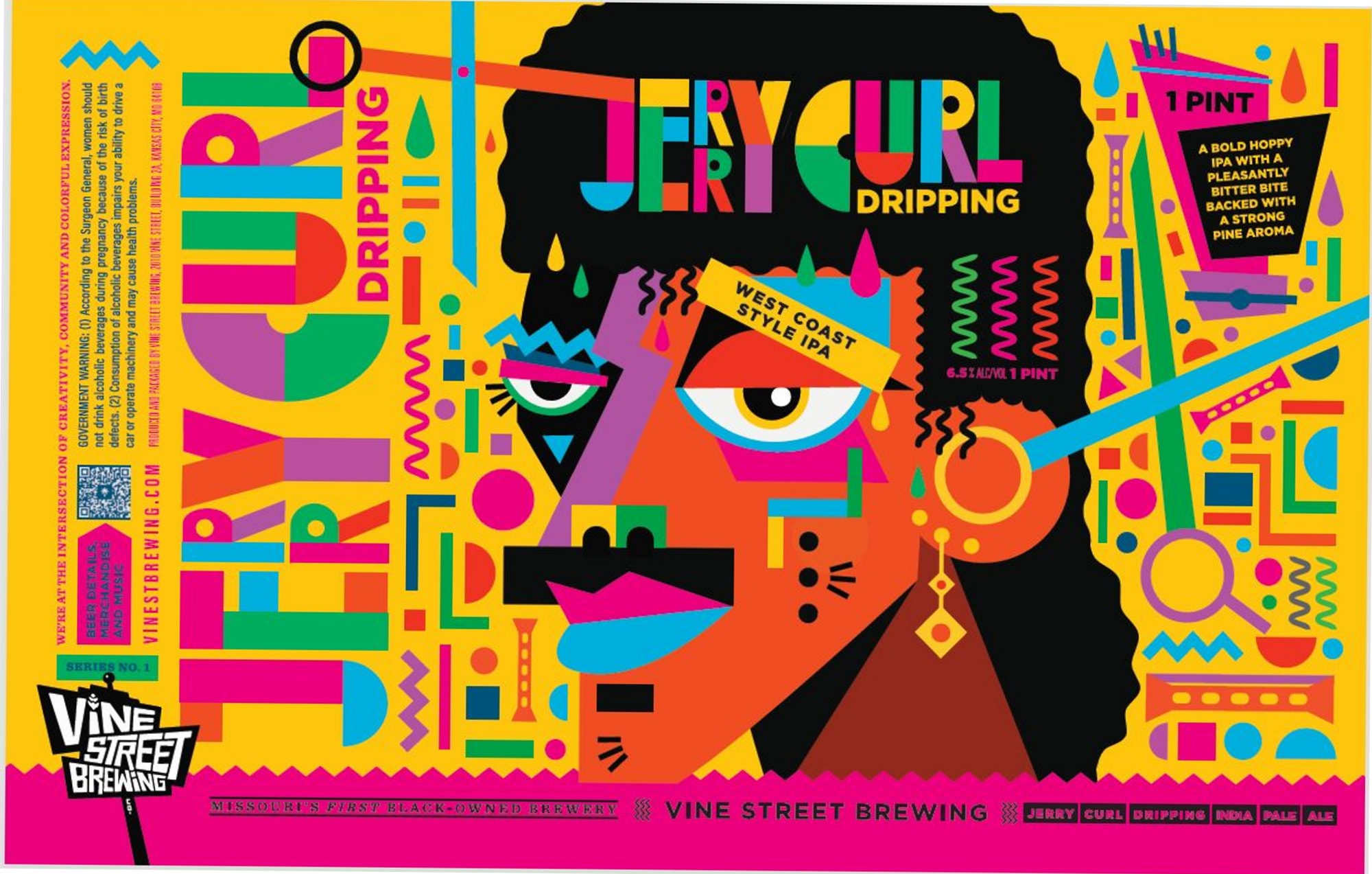 Jerry Curl Dripping India Pale Ale by Vine Street Brewing - beer label