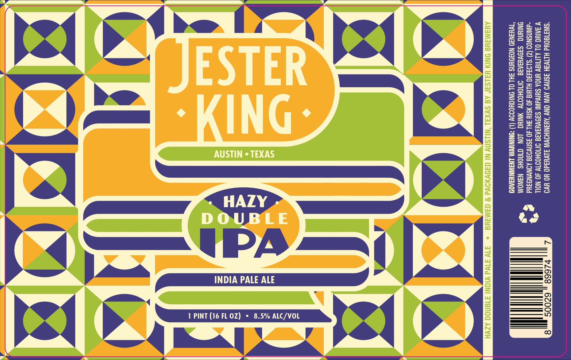 Jester King Hazy Double IPA by Jester King Brewery - beer label