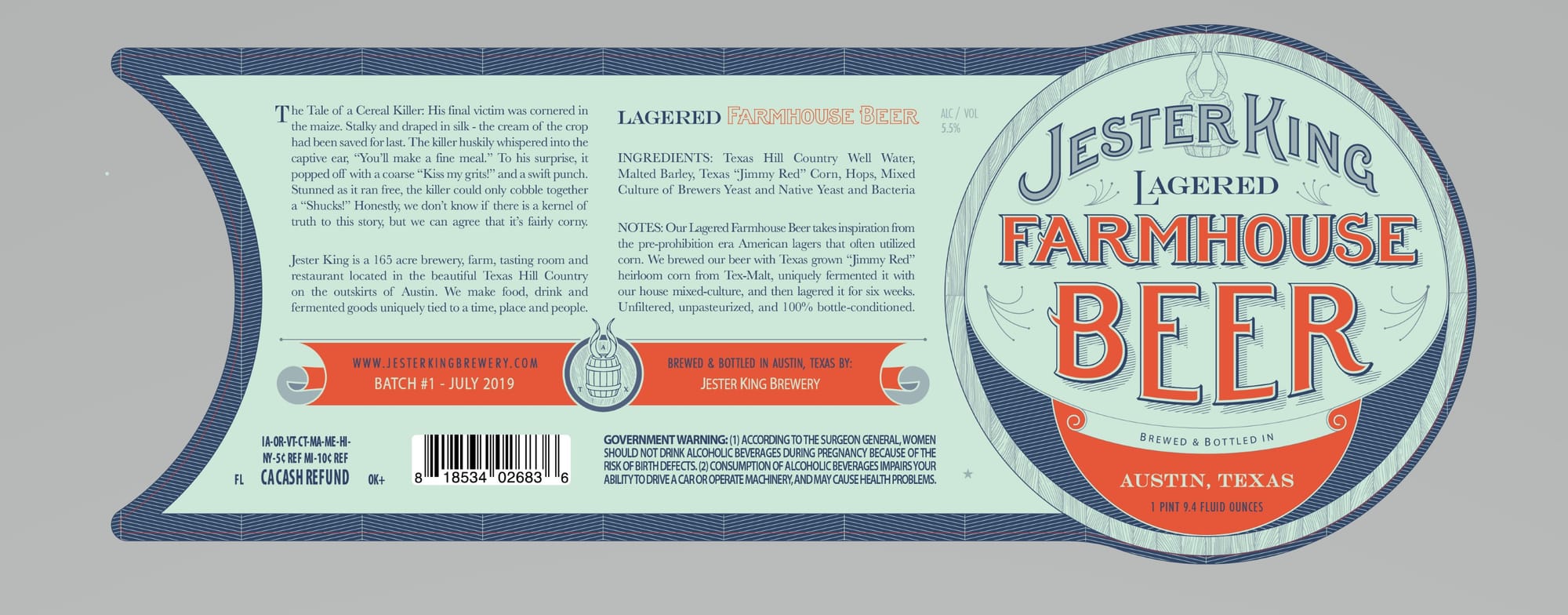 Lagered Farmhouse Beer by Jester King Brewery - beer label