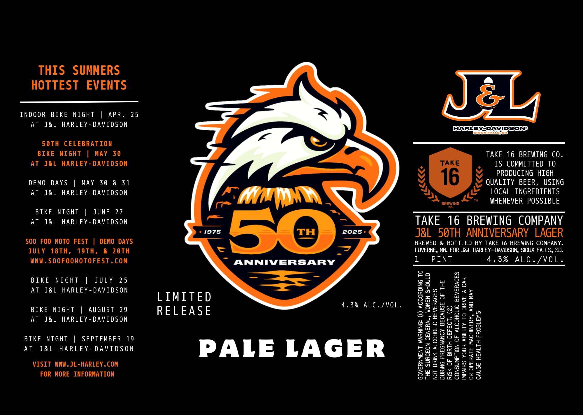 J&L 50th Anniversary Lager by Take 16 Brewing Company - beer label