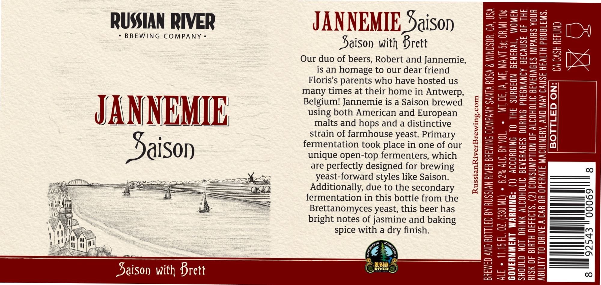 Jännemie Saison by Russian River Brewing Company - beer label
