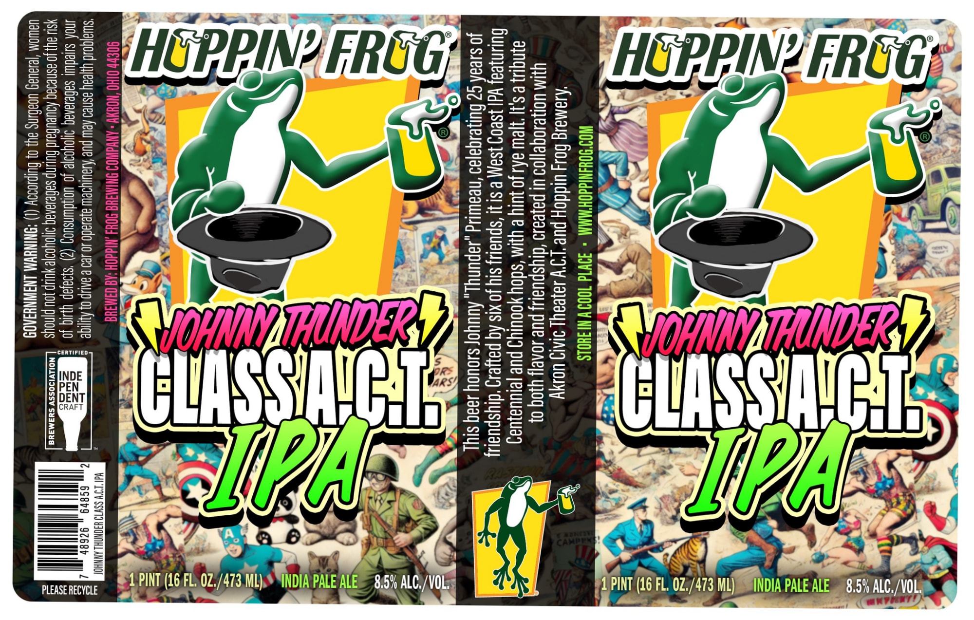 Johnny Thunder Classict IPA by Hoppin’ Frog Brewing Company - beer label