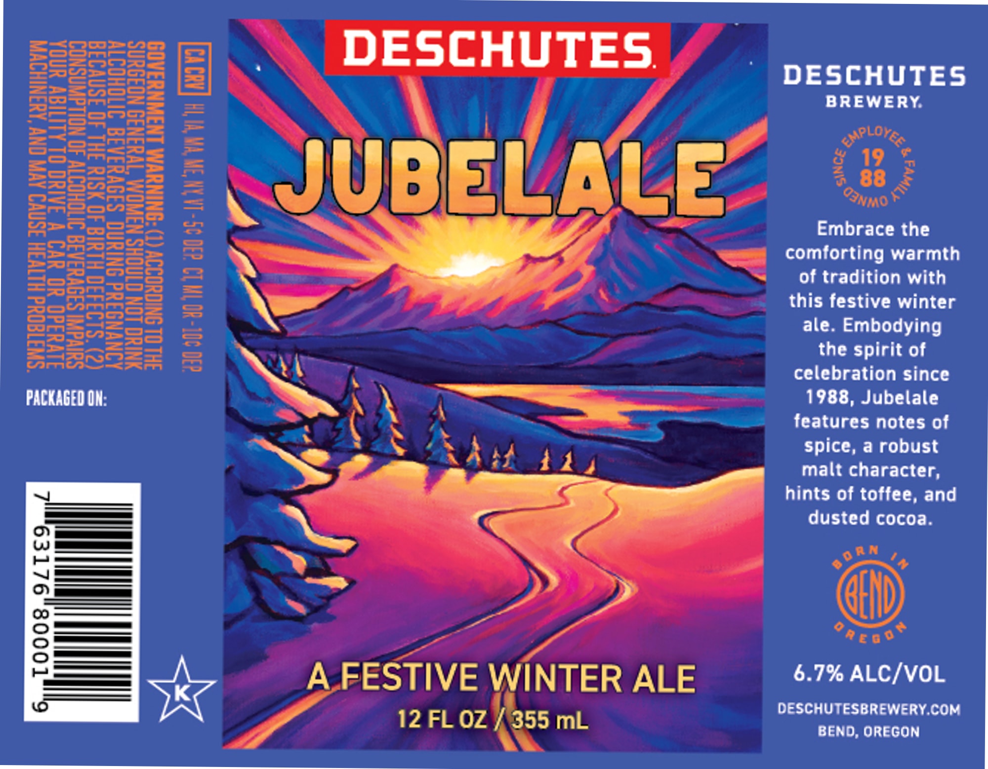 Jubelale by Deschutes Brewery - beer label