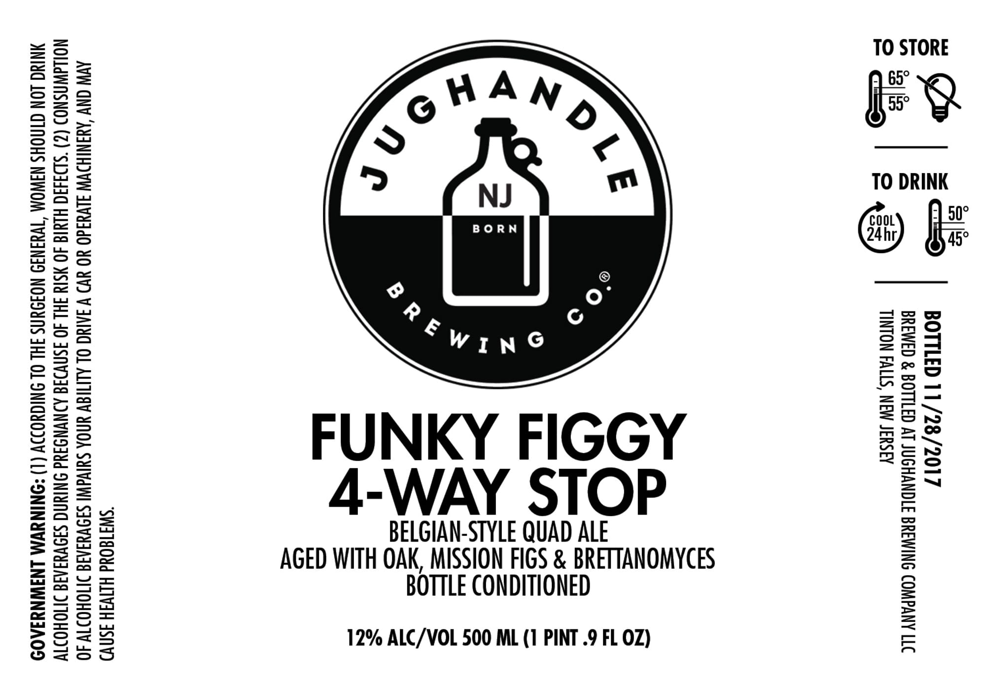 Funky Figgy 4-Way Stop by JugHandle Brewing Co. - beer label