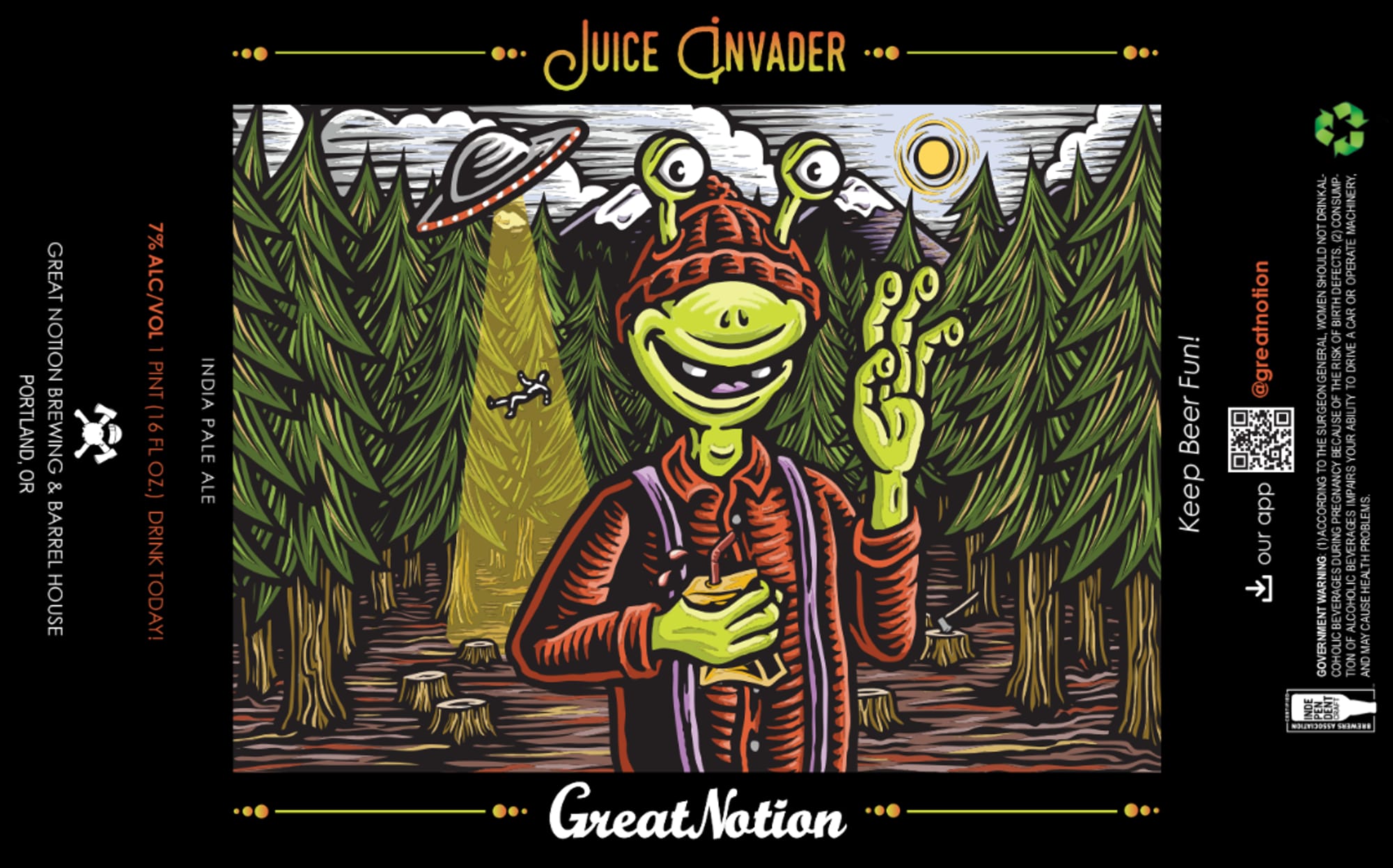 Juice Invader by Great Notion Brewing - beer label