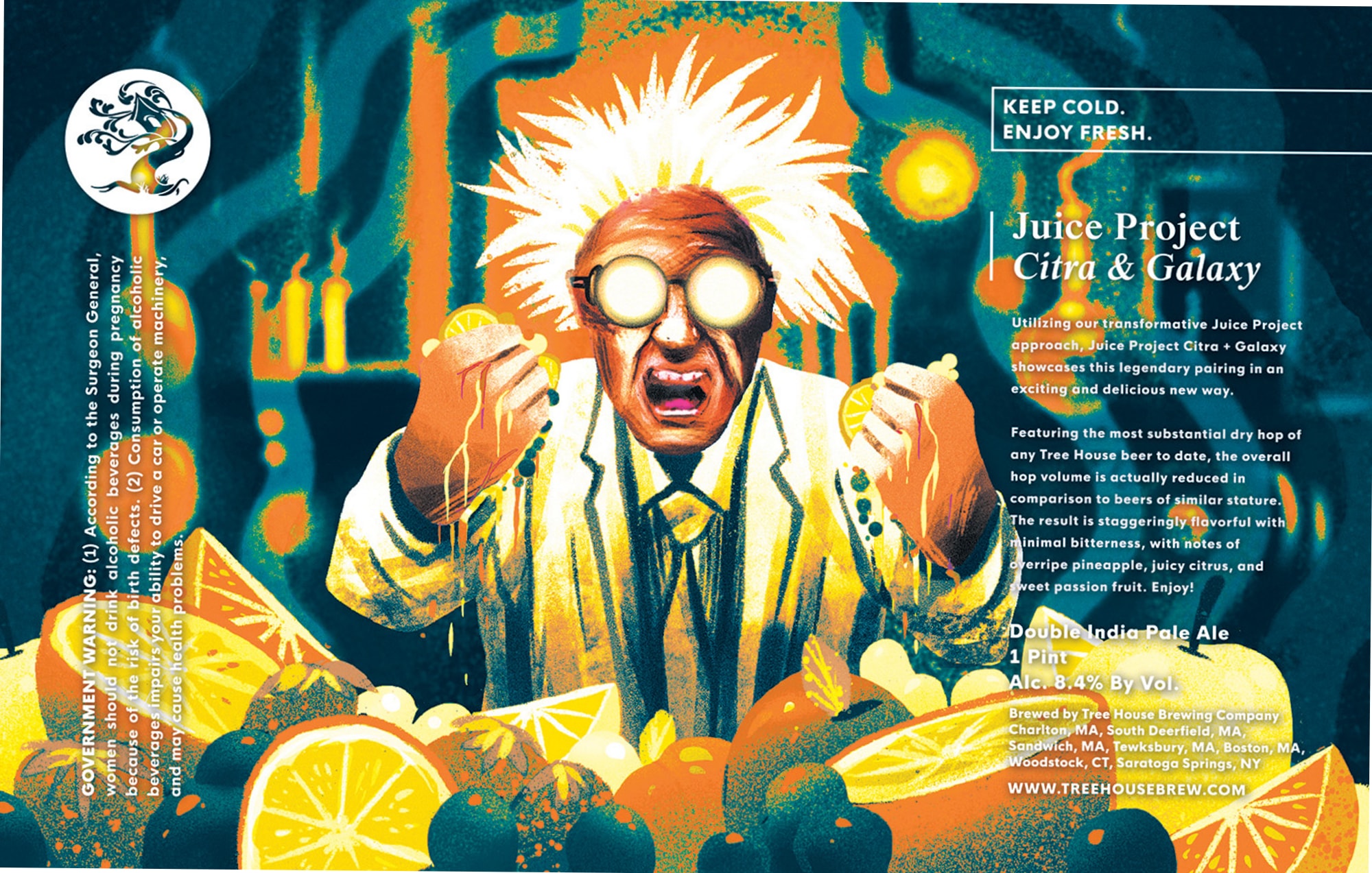 Juice Project Citra & Galaxy by Tree House Brewing Company - beer label