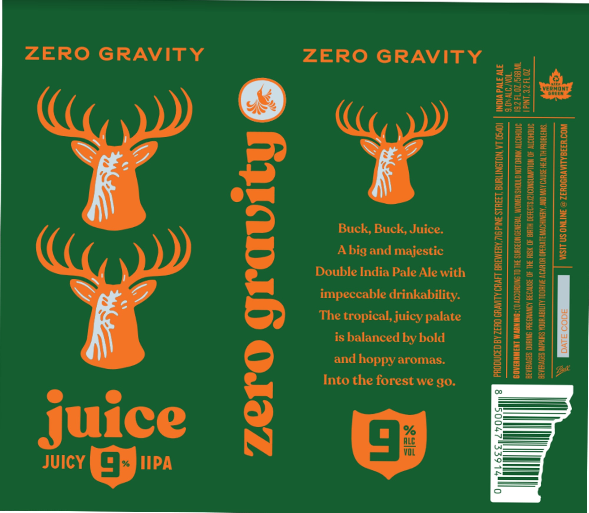 Juice by Zero Gravity - beer label
