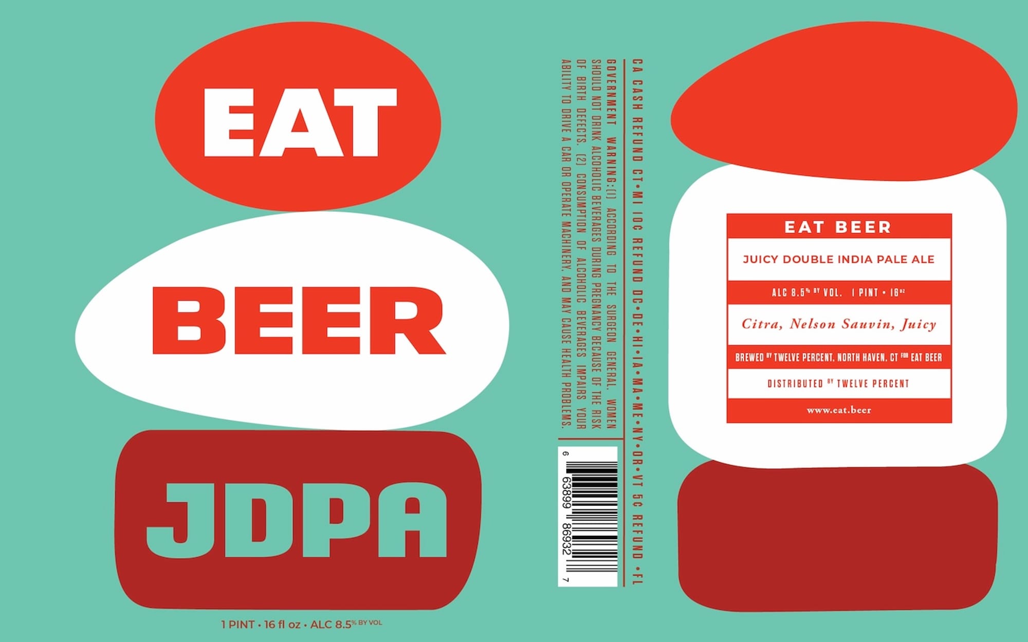 Juicy Double India Pale Ale by Eat Beer - beer label