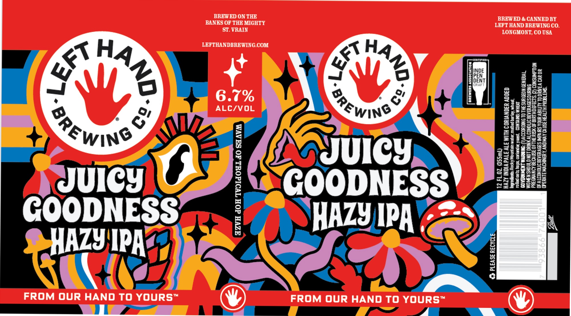 Juicy Goodness Hazy IPA by Left Hand Brewing Co. - beer label
