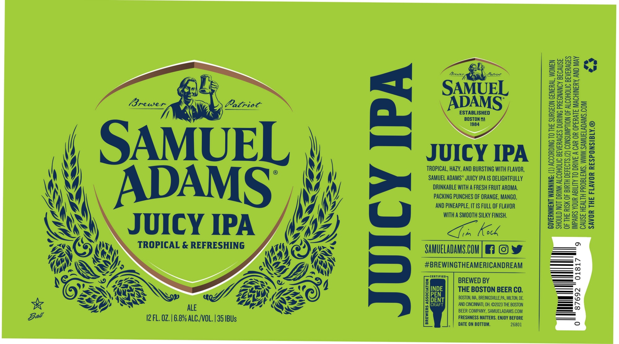 Juicy IPA by Samuel Adams - beer label